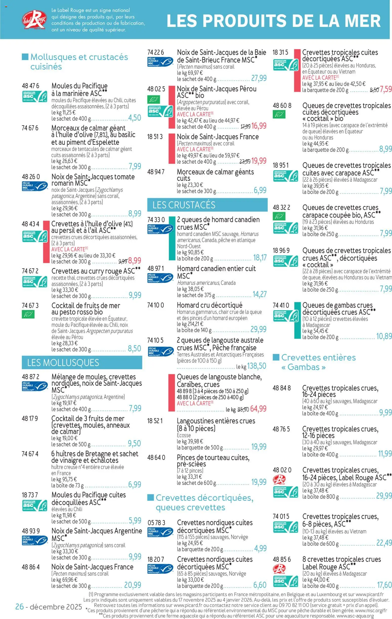 {H1} | Page: 26 | Produits: Marinière, Queues de homard, Piment d'espelette, Huîtres