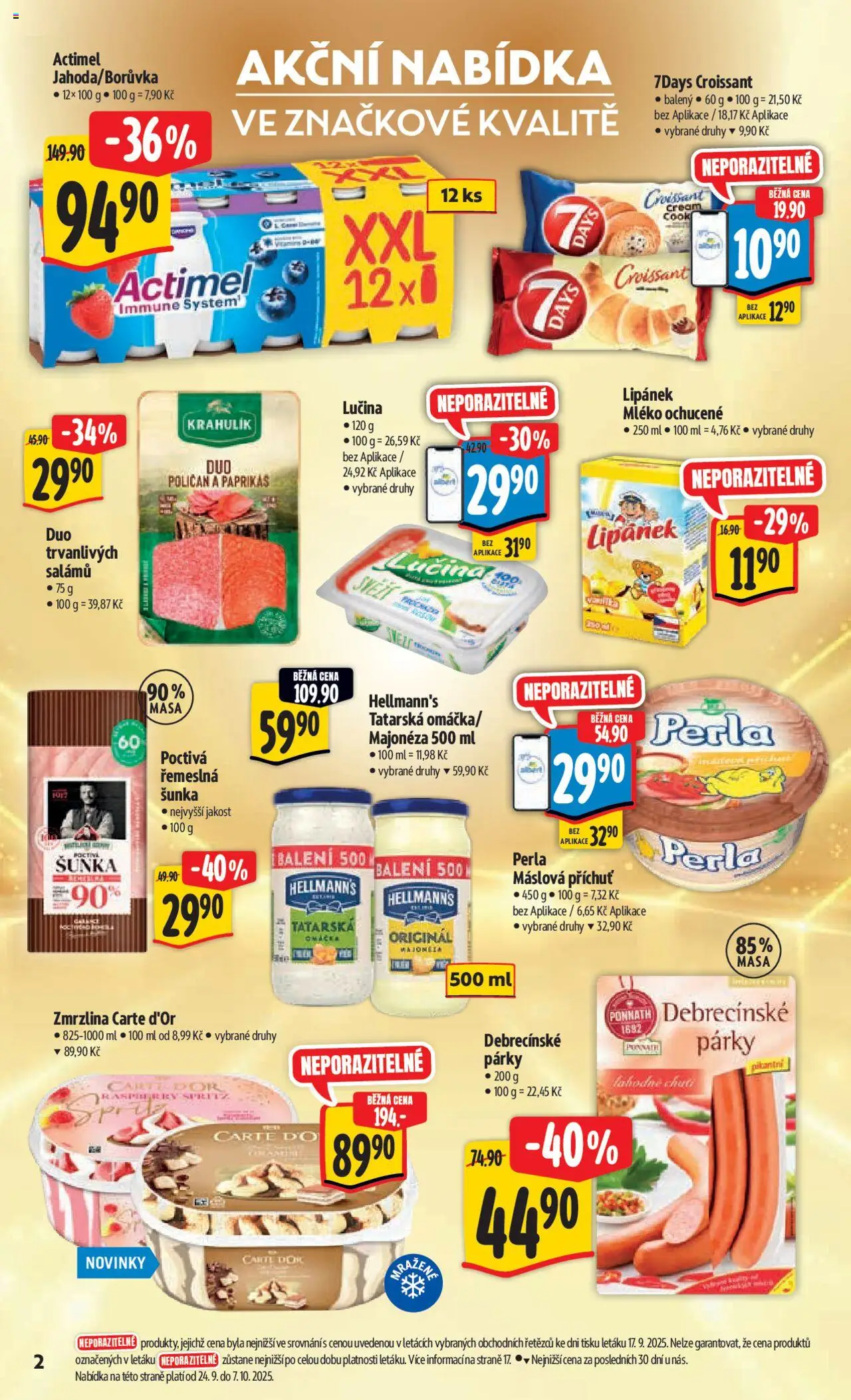 Albert leták - Hypermarket od 24.09.2025 | Strana: 7 | Produkty: Lipánek, Mléko, Šunka, Zmrzlina
