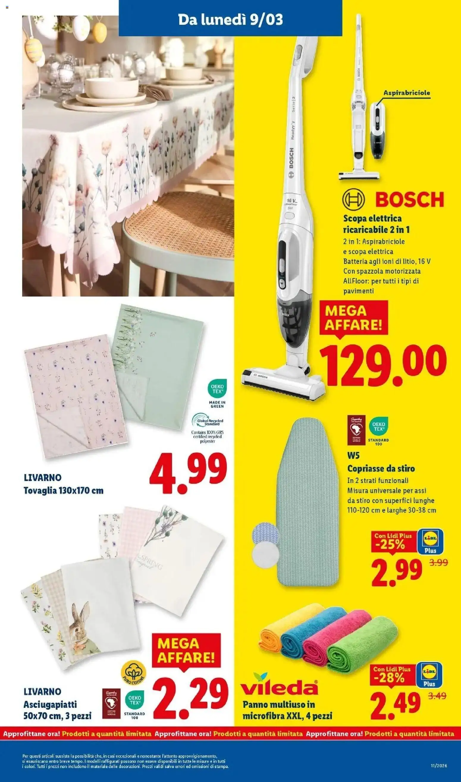 Volantino Lidl del 09.03.2026 | Pagina: 31 | Prodotti: Spazzola, Scopa elettrica, Scopa, Tovaglia