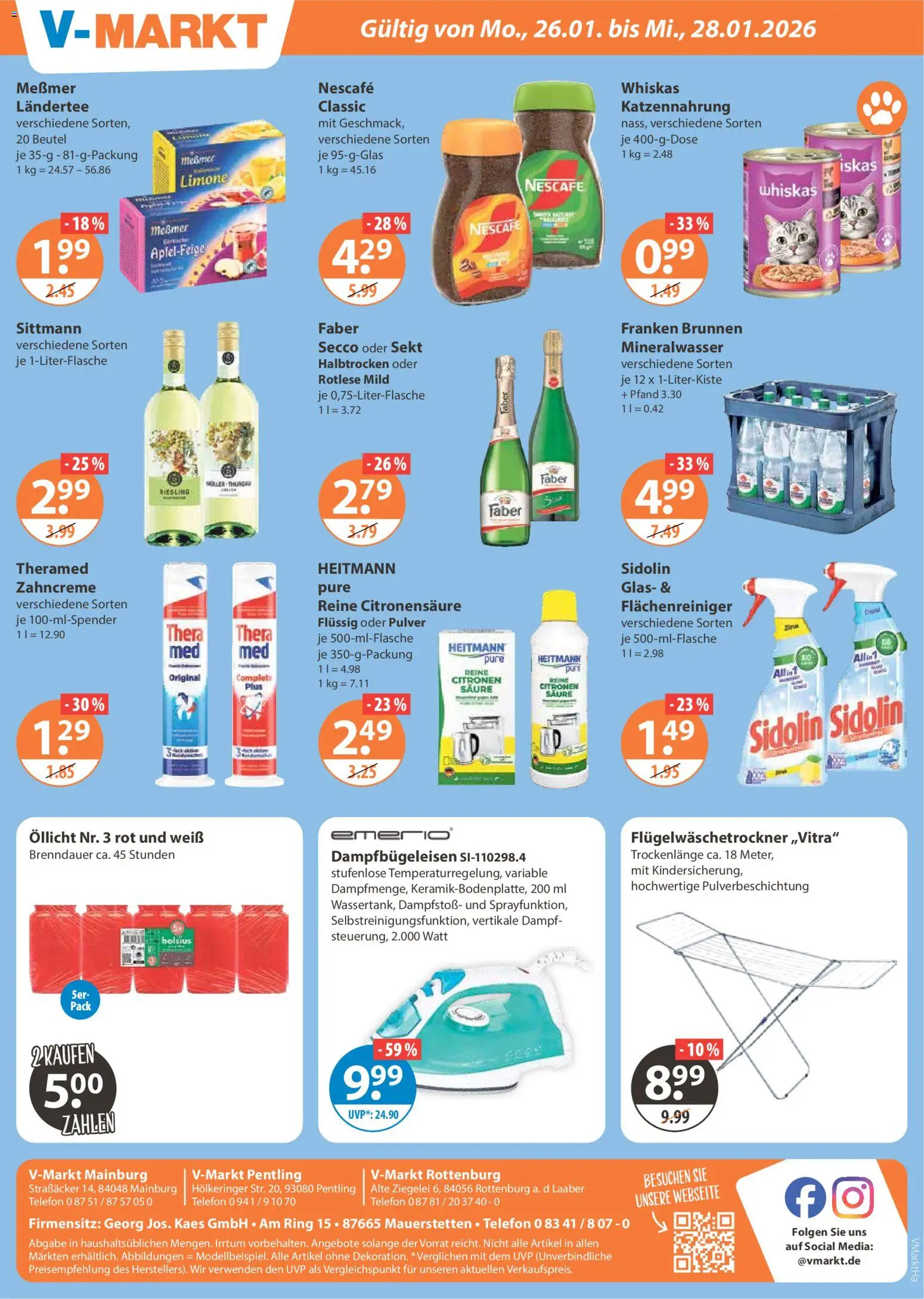 V-Markt - Hallertau / Oberpfalz – gültig ab 22.01.2026 | Seite: 20 | Produkte: Nescafe, Sekt, Mineralwasser, Telefon