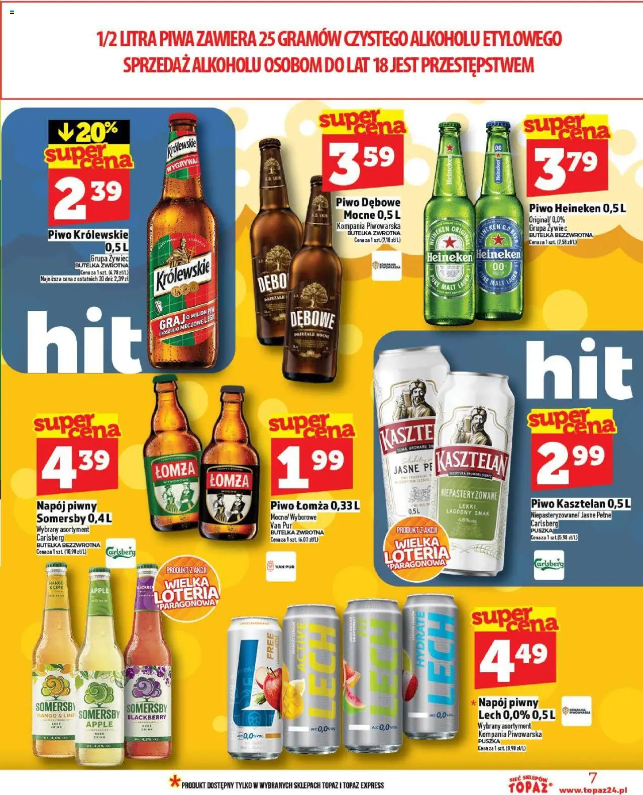 Topaz Gazetka - Ceny małe na stałe od 18.09.2025 | Strona: 7 | Produkty: Mango, Piwo, Somersby, Heineken