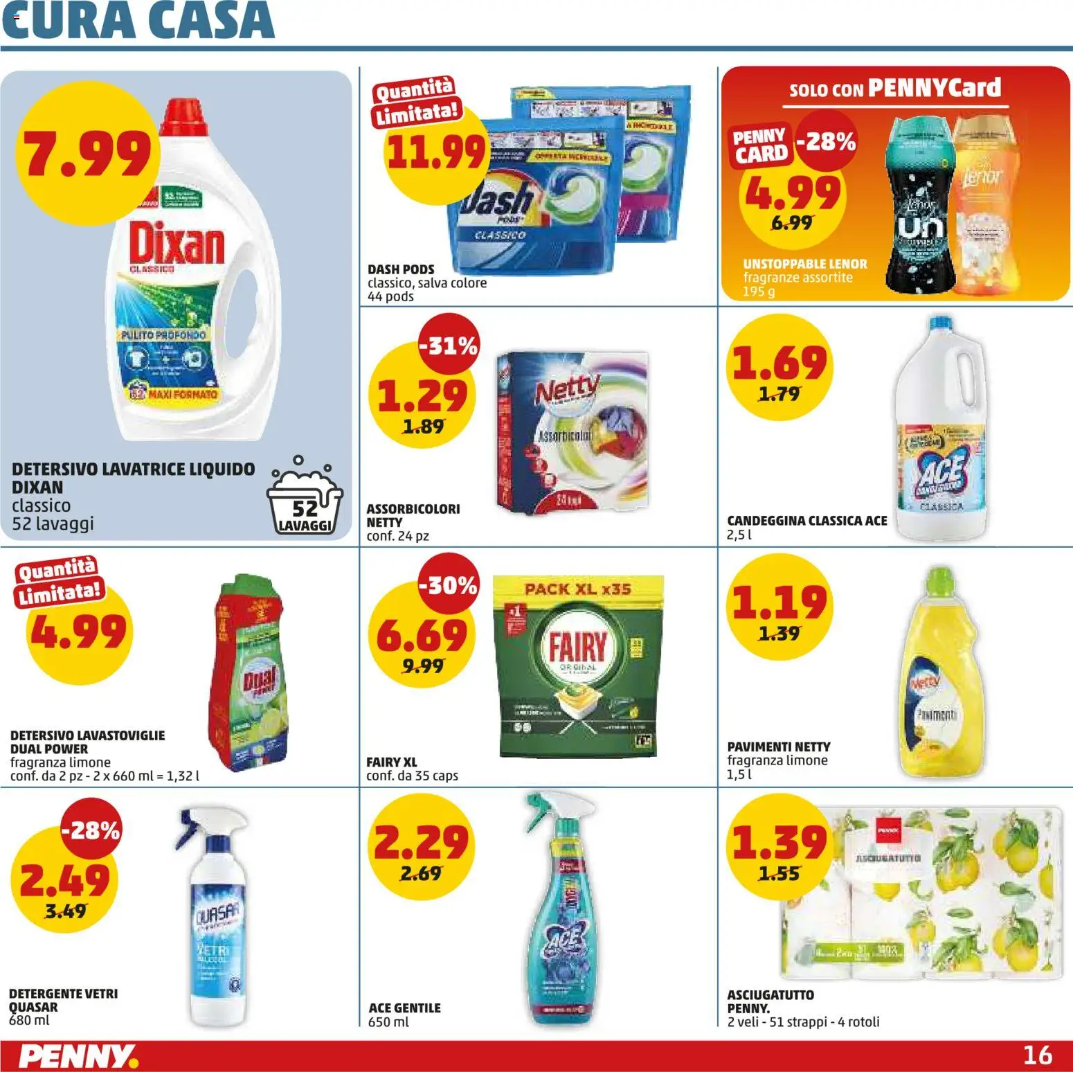Volantino PENNY del 26.02.2026 | Pagina: 16 | Prodotti: Detergente, Candeggina, Lavatrice, Asciugatutto