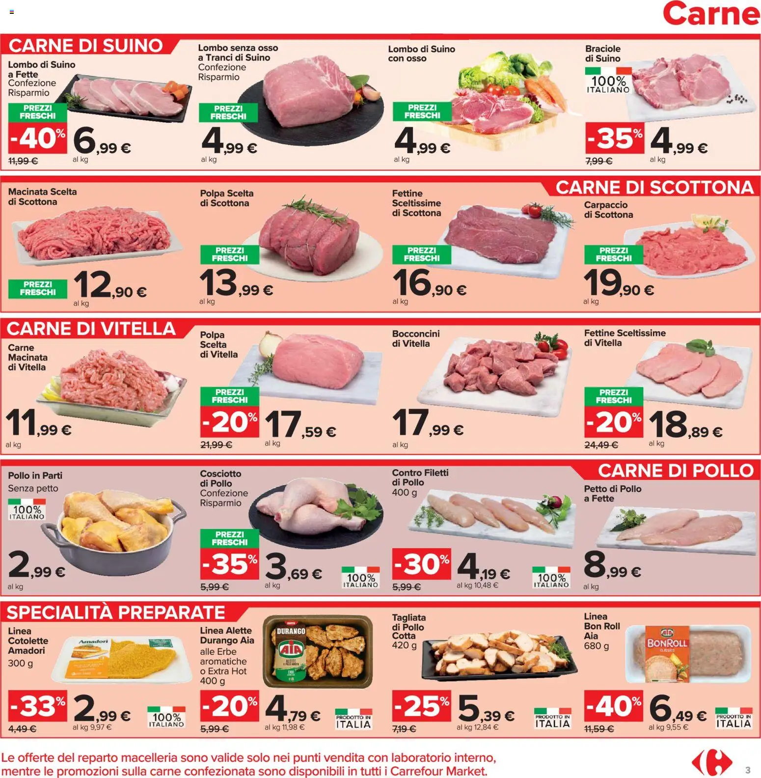 Volantino Carrefour del 02.03.2026 | Pagina: 3 | Prodotti: Petto di Pollo, Pollo, Suino