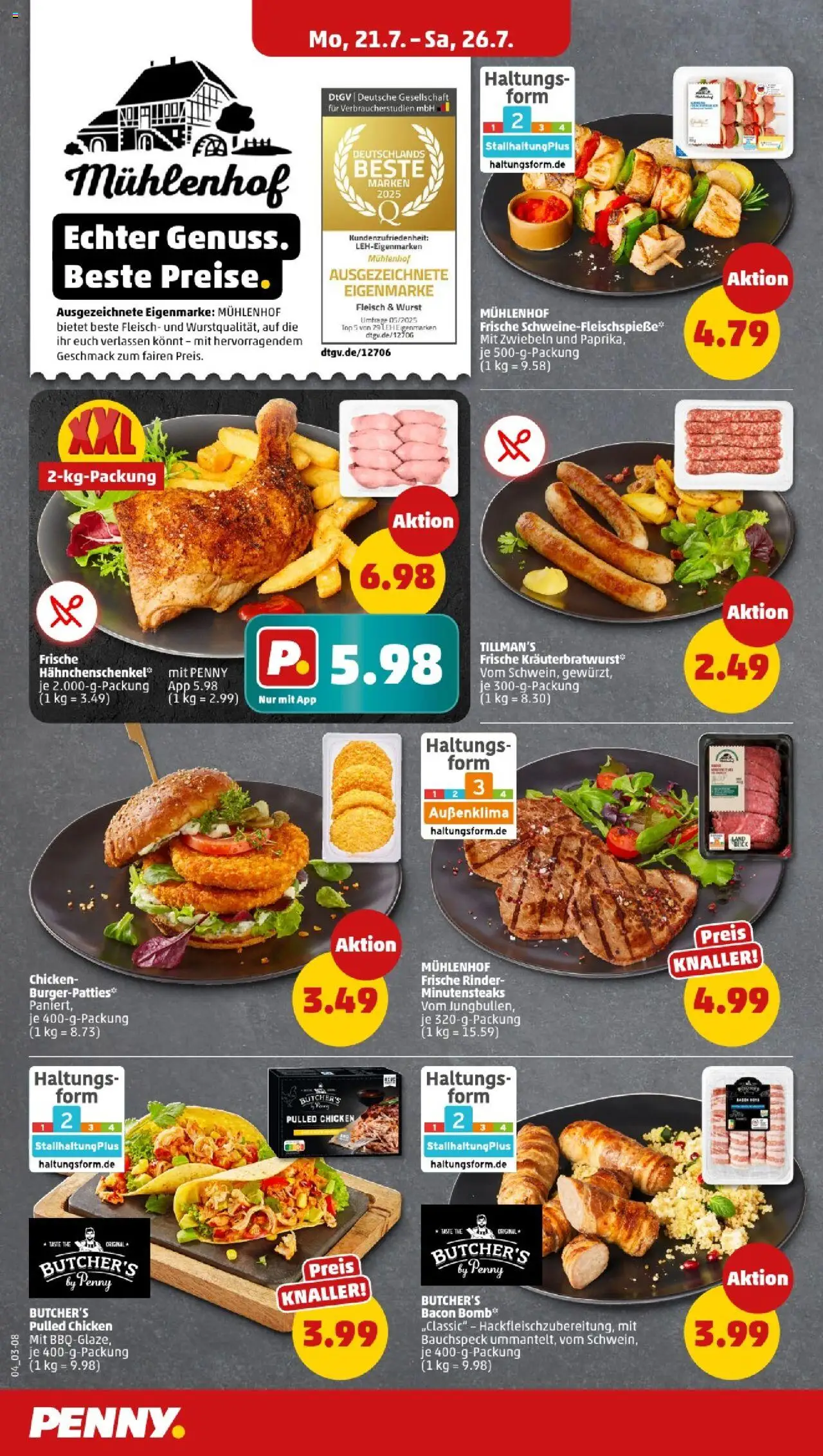 Penny Niedersachsen - gültig ab dem 21.07.2025 | Seite: 4 | Produkte: Top, Hahnchenschenkel, Zwiebeln, Paprika