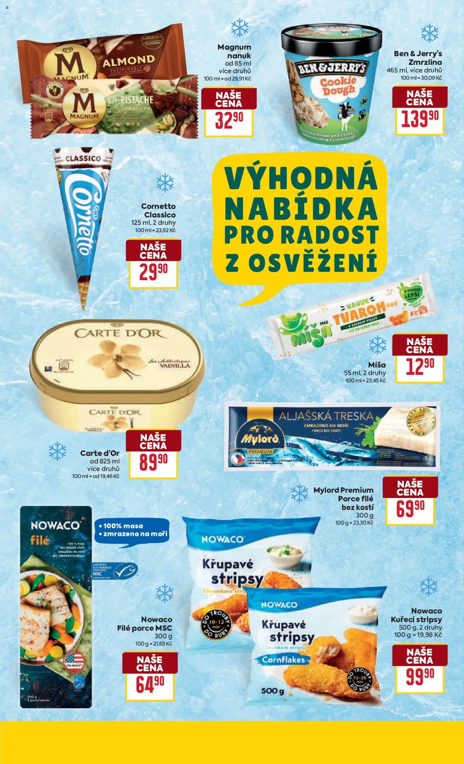 Billa Velký leták od 22.04.2026 | Strana: 16 | Produkty: Nanuk, Carte d'or, Kuřecí stripsy, File