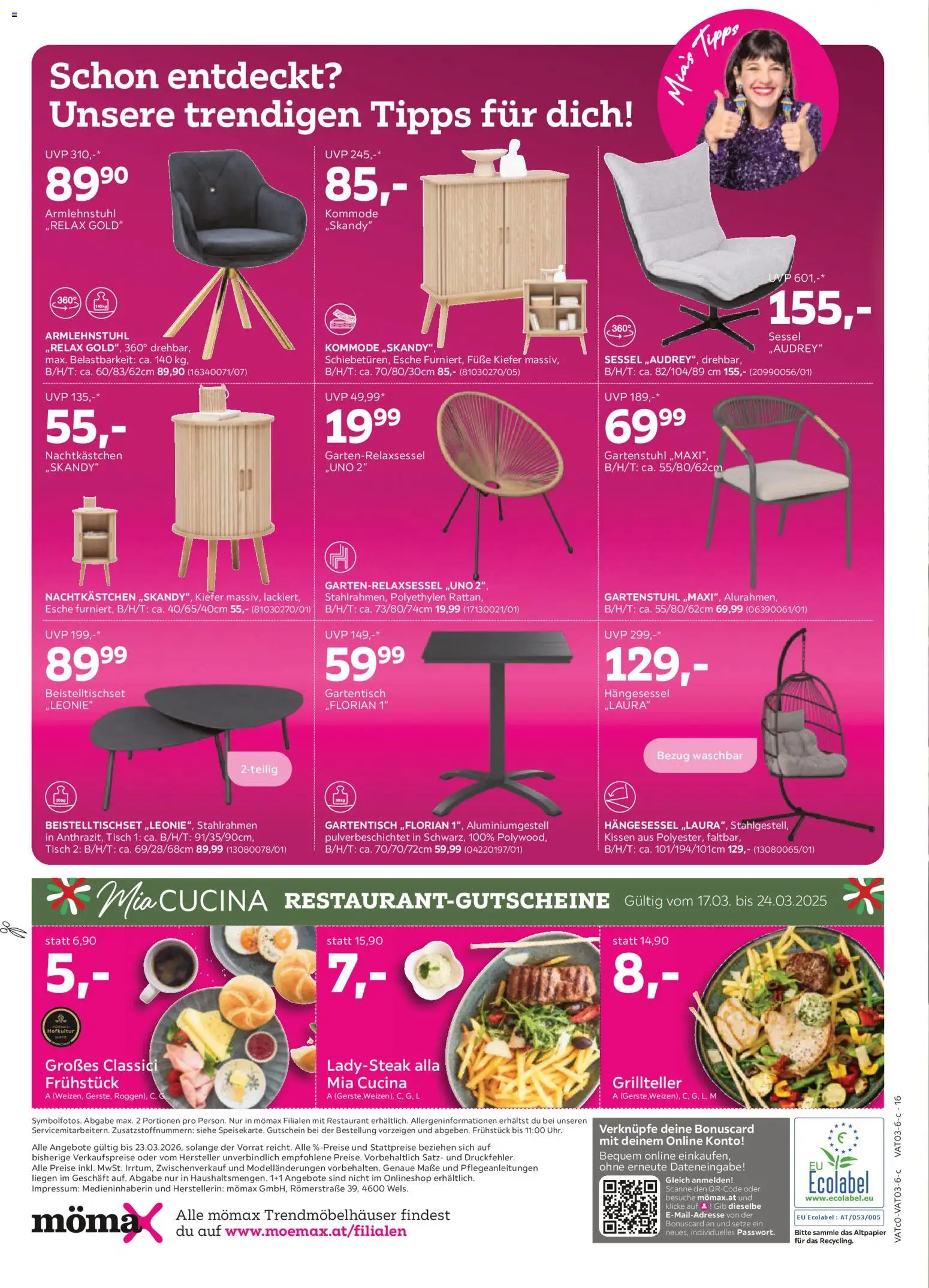 Mömax Prospekt aktuell gültig ab 17.03.2026 | Seite: 16 | Produkte: Kissen, Kommode, Sessel, Tisch