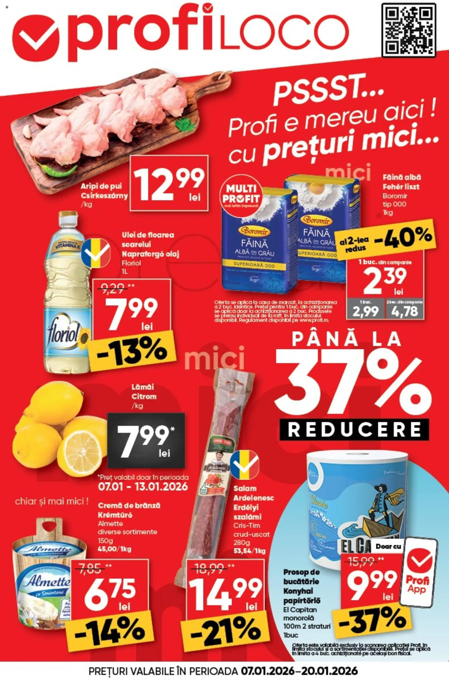 Noul catalog Profi – valabil de la 07.01.2026 | Pagină: 1 | Produse: Bucătărie, Brânză, Făină, Cremă de brânză
