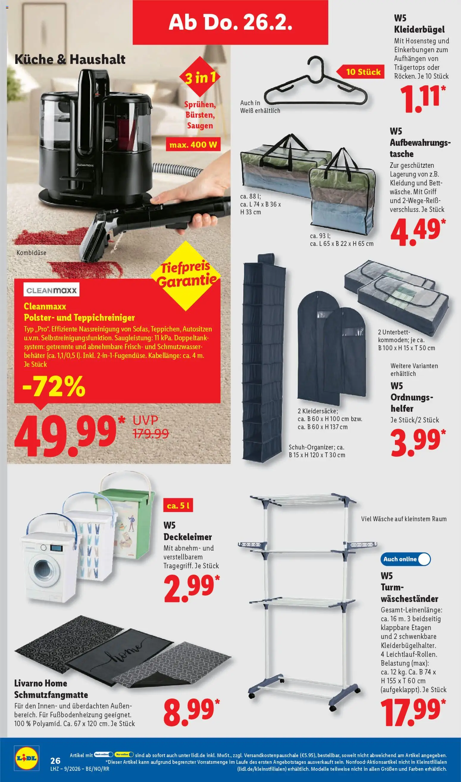 Lidl Prospekt Zossen – gültig ab 23.02.2026 | Seite: 42 | Produkte: Tasche, Küche, Kleiderbügel, Waschestander