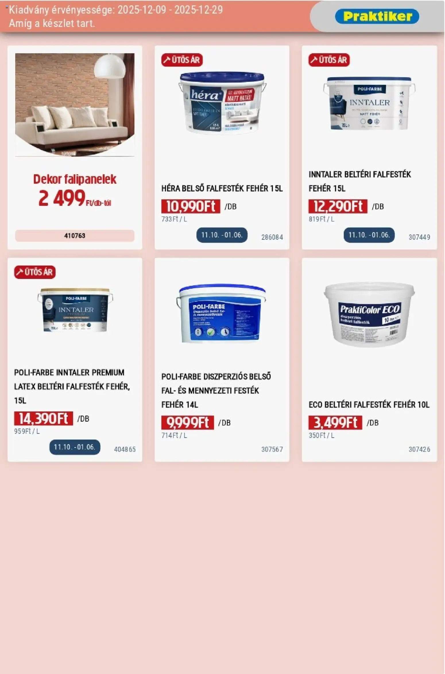 Praktiker akciós ujság - amely érvényes a következő dátumtól: 09.12.2025 | Oldal: 29 | Termékek: Festék