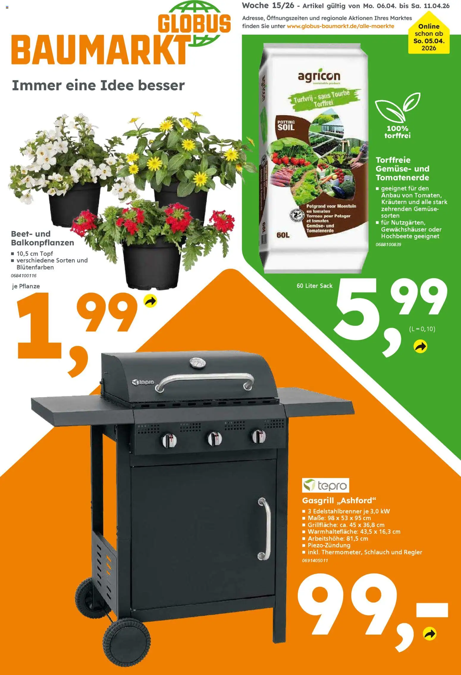 Globus Baumarkt Prospekt Saarbrücken	 – gültig ab 06.04.2026 | Seite: 1 | Produkte: Gemüse