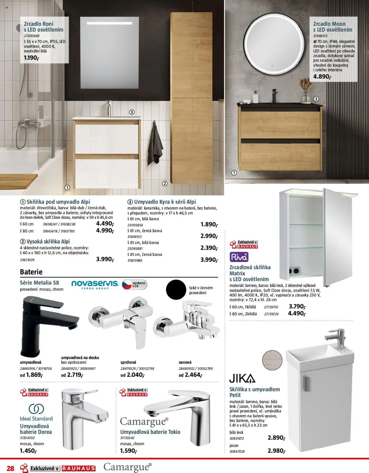 Bauhaus leták od 03.10.2025 | Strana: 28 | Produkty: Skříňka pod umyvadlo, Umyvadlo, Zrcadlo, LED