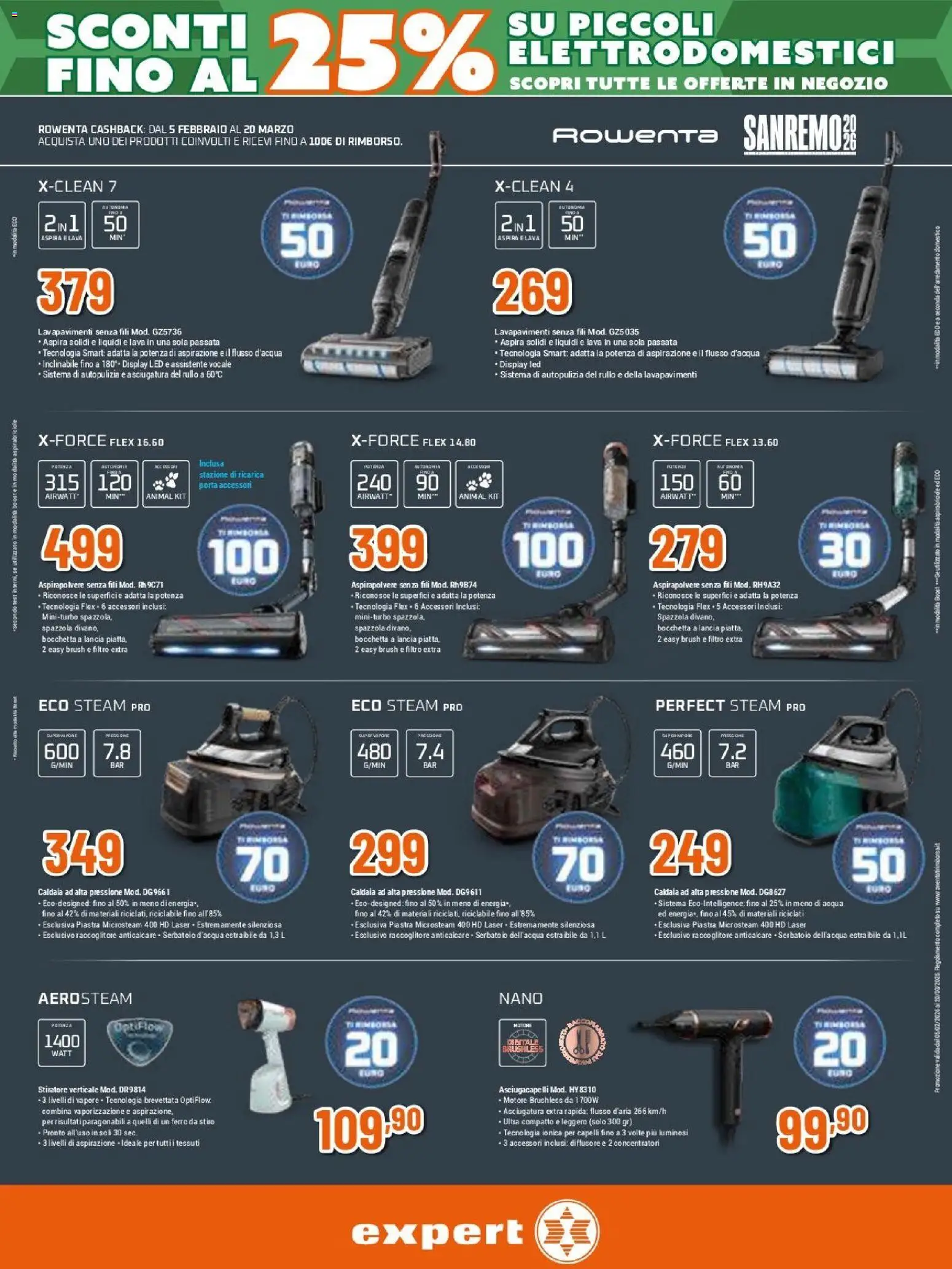 Volantino Expert del 12.02.2026 | Pagina: 18 | Prodotti: Spazzola, Aspirapolvere senza fili, Acqua, Aspirapolvere