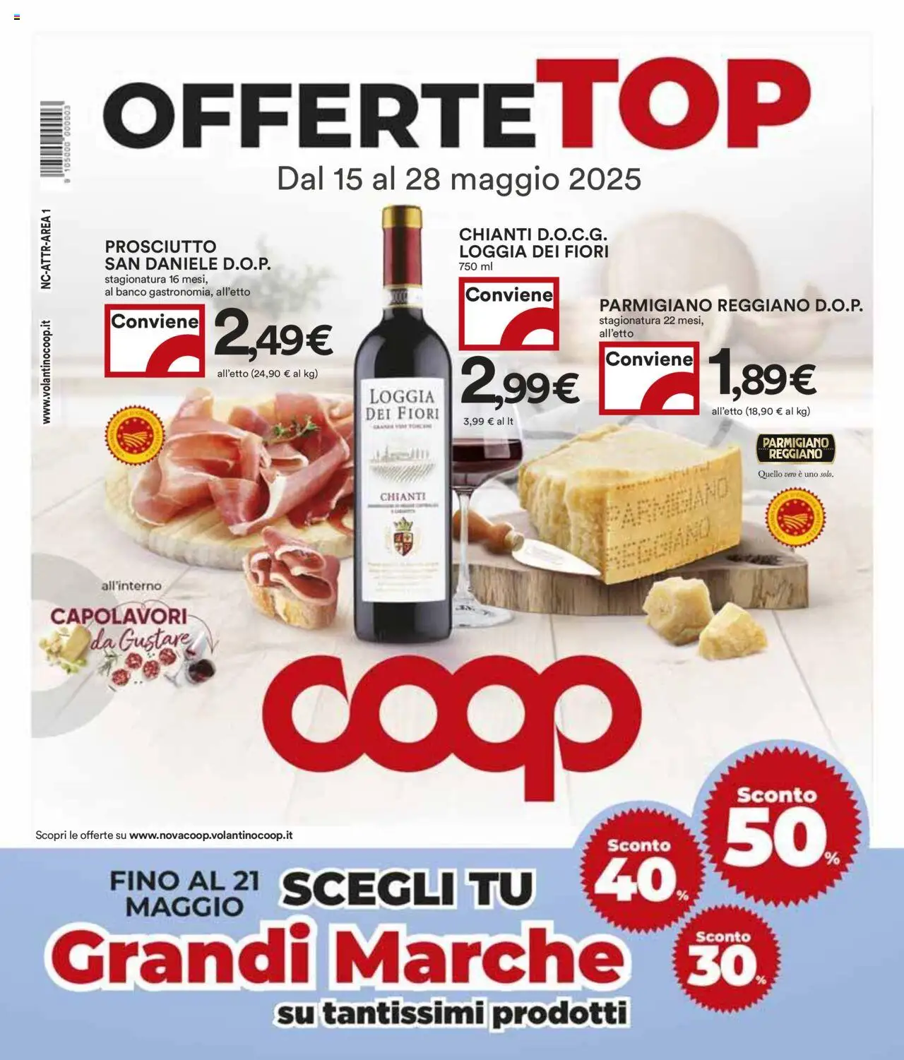 Volantino COOP del 15.05.2025 | Pagina: 1 | Prodotti: Prosciutto, Parmigiano reggiano, Parmigiano