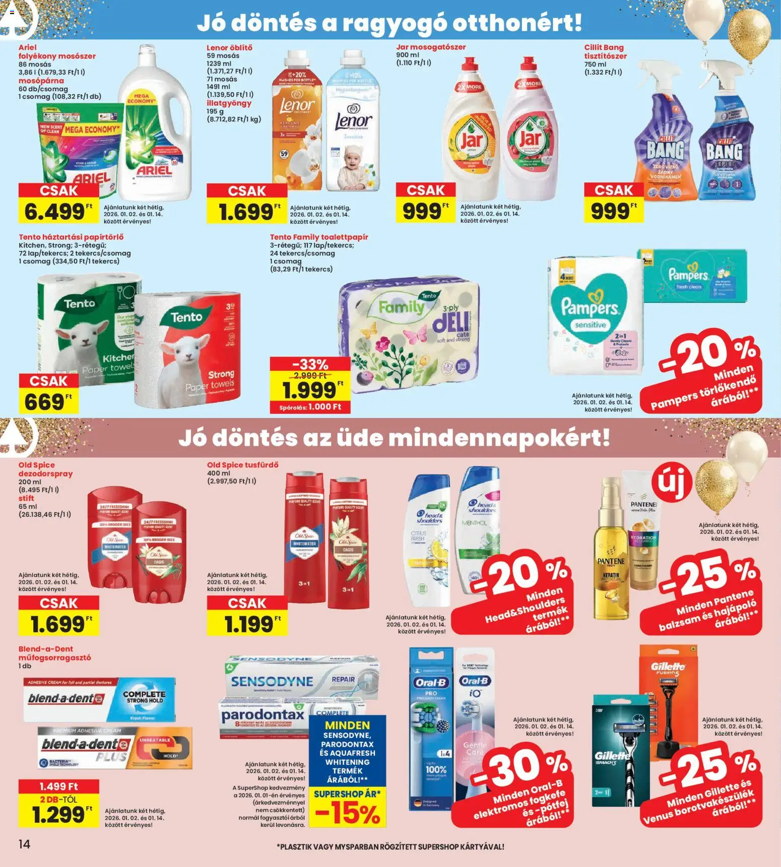 Interspar akciós ujság - amely érvényes a következő dátumtól: 02.01.2026 | Oldal: 14 | Termékek: Pampers, Jar mosogatószer, Törlőkendő, Mosószer