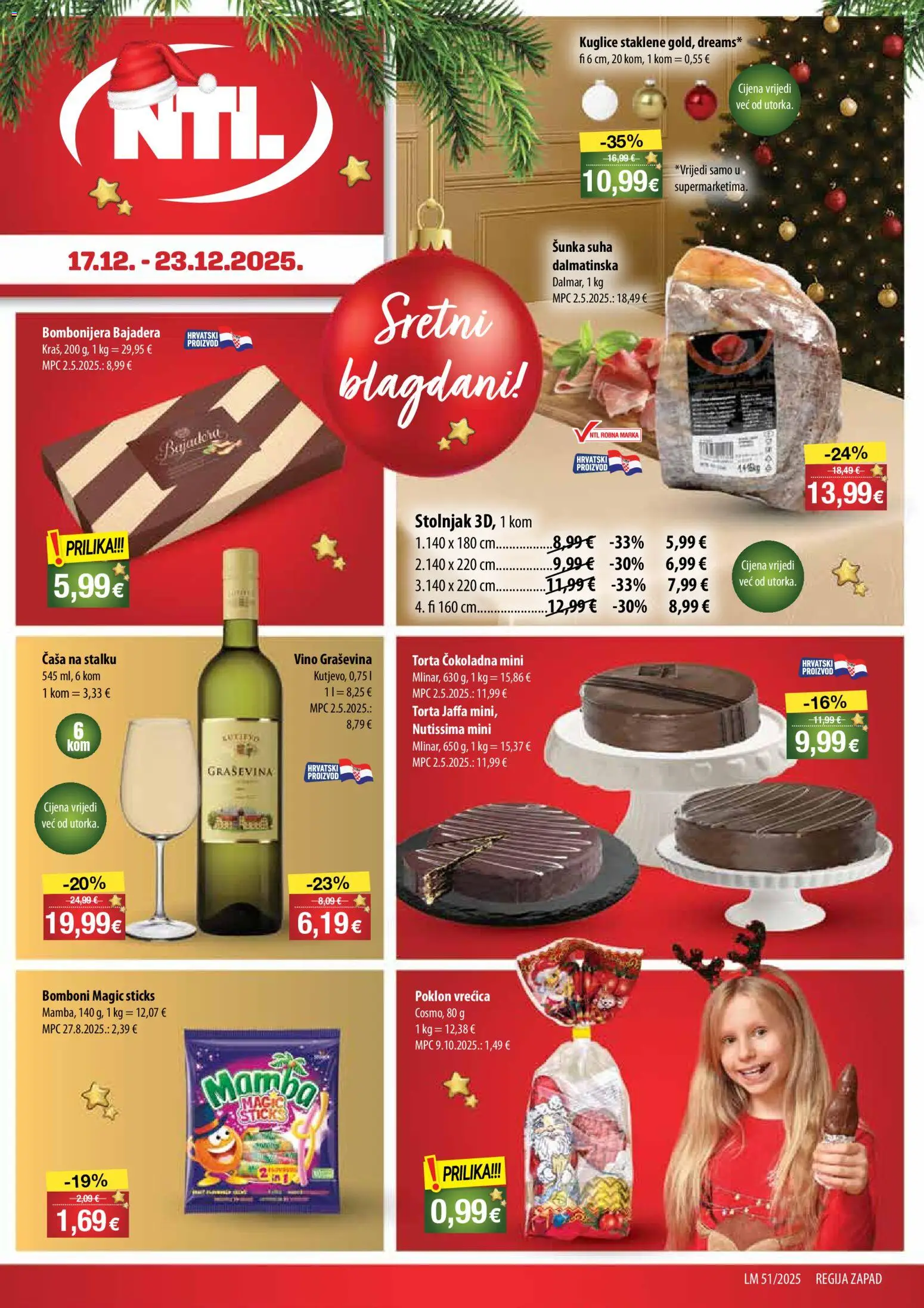 NTL katalog | vrijedi od 17.12.2025 | Stranica: 1 | Proizvodi: Šunka, Vino, Bomboni, Stolnjak
