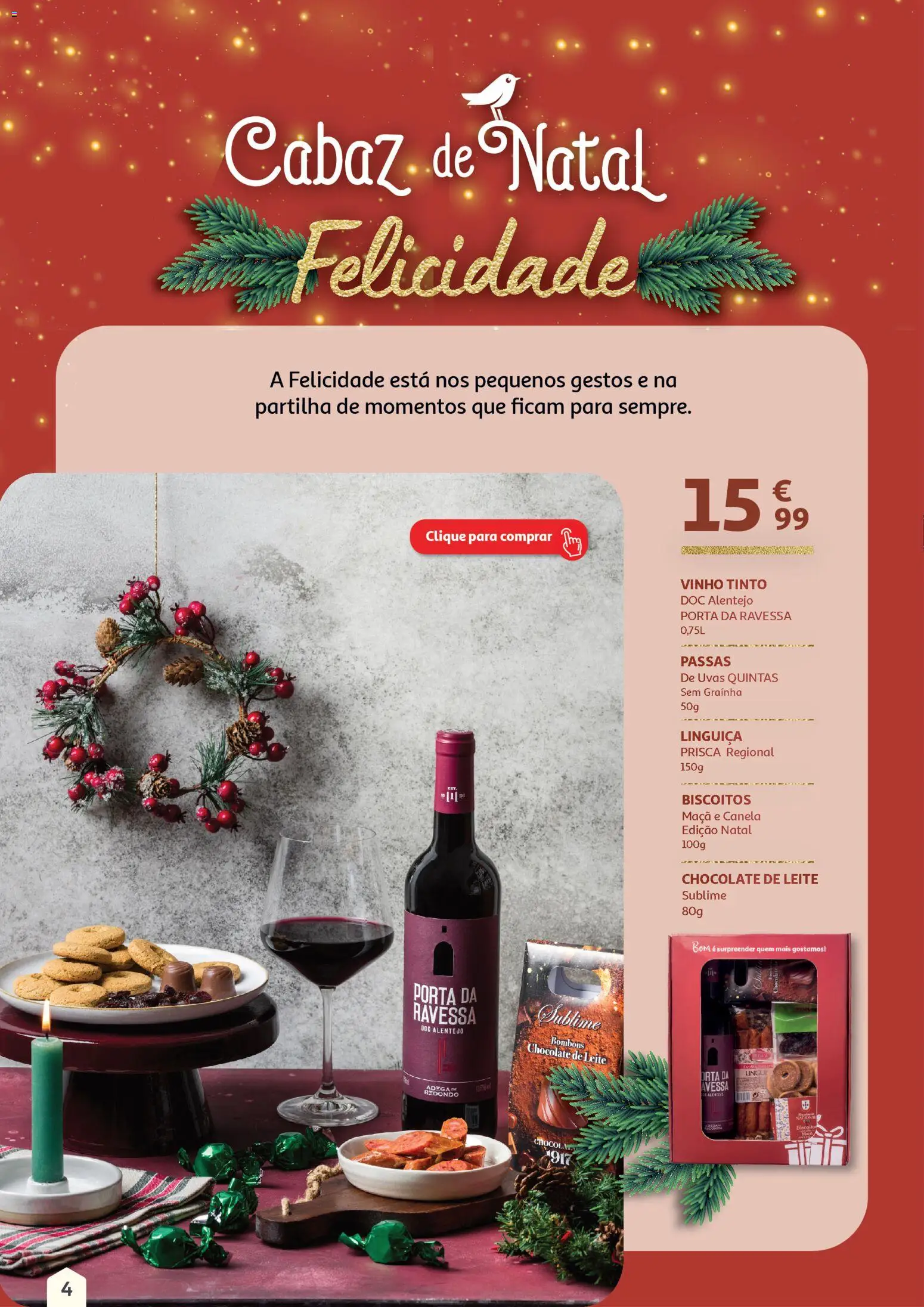 Auchan - Cabazes de Natal │ válido de 01.11.2025 | Página: 4 | Produtos: Leite, Chocolate, Biscoitos, Vinho tinto