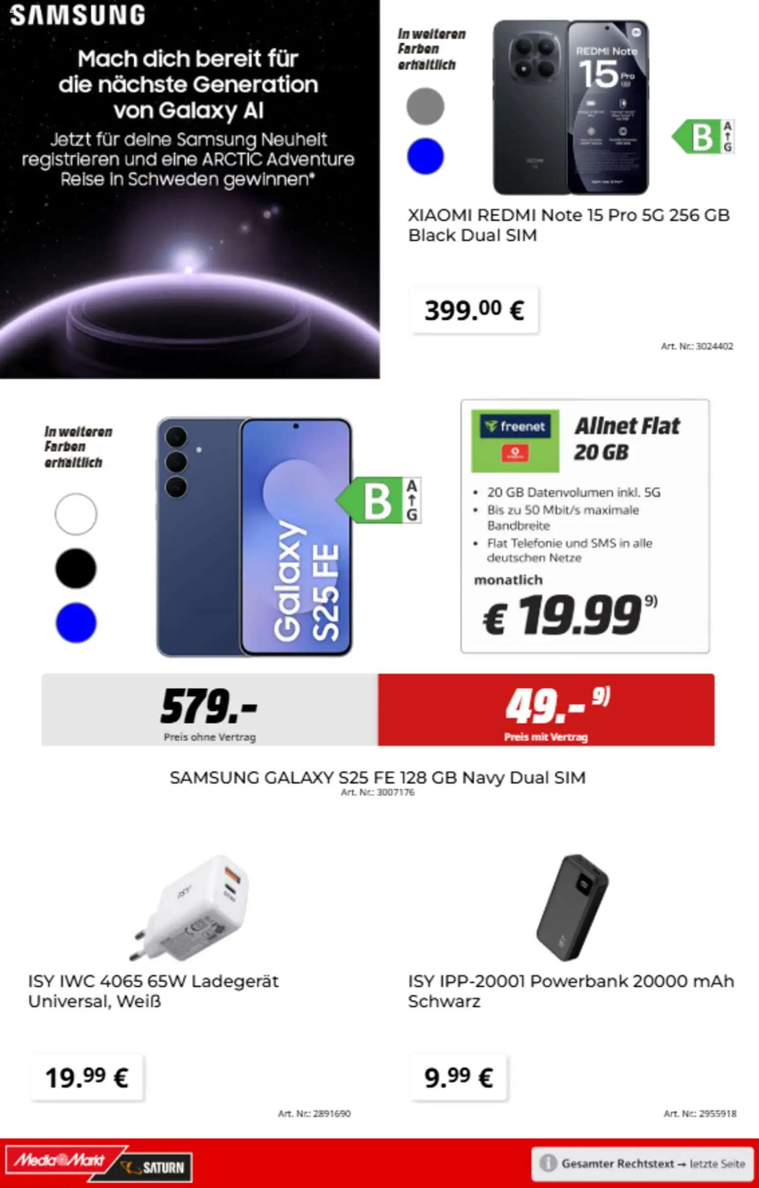 Saturn Prospekt 	 – gültig ab 10.02.2026 | Seite: 7 | Produkte: Xiaomi, Samsung, Ladegerät, Powerbank
