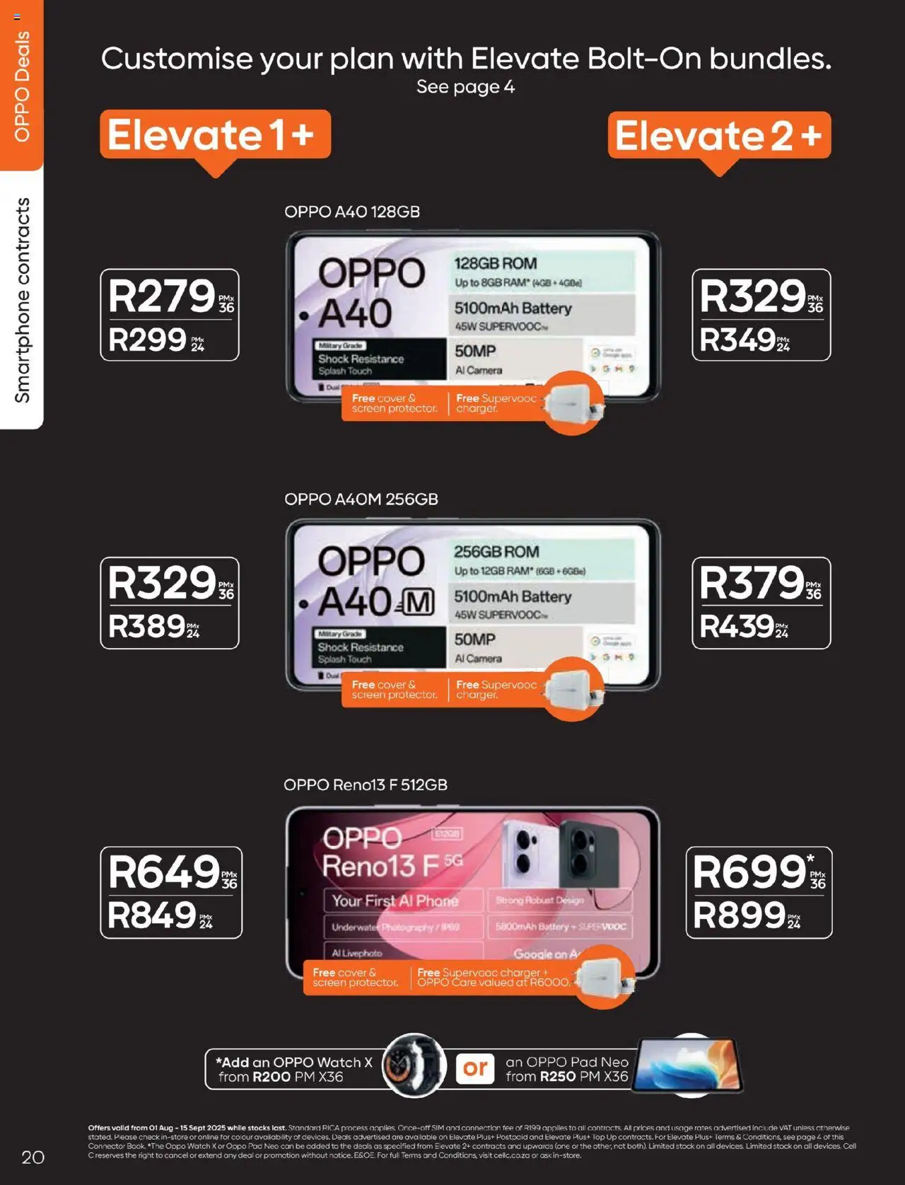 Cell C - Contract Deals │ valid from 01.08.2025 | Page: 20 | Products: Phone, Camera, Battery, Charger