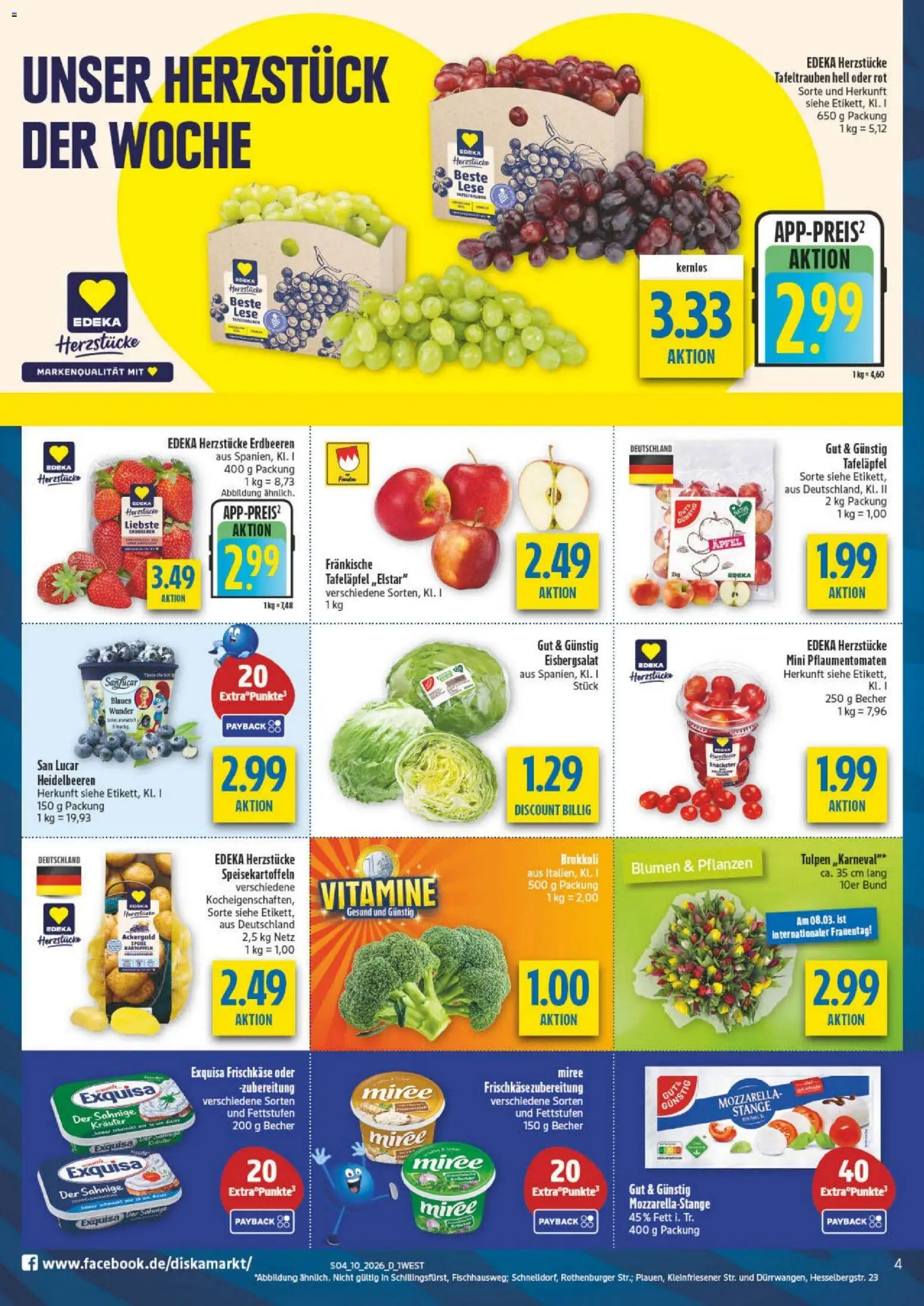 Diska - Diska Angebote Bayern KW10 – gültig ab 02.03.2026 | Seite: 4 | Produkte: Exquisa frischkase, Eisbergsalat, Kartoffeln, Erdbeeren