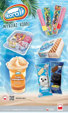 Lody koktajlowe KRÓWKA-KUKUŁKA, o smaku waniliowym, ajerkoniaku. Cukierkow: kukulka i krowka z sosem o smaku alerkoniaku, tofti i czekoladowy od 23.04.2025 | Strona: 21 | Produkty: Krowka, Lody