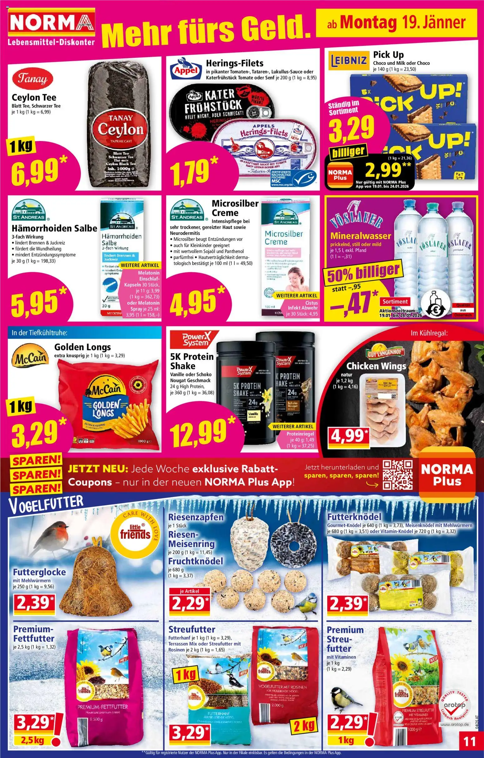 Norma Flugblatt gültig ab 19.01.2026 | Seite: 11 | Produkte: Rosinen, Creme, Tee