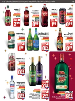 COOP Jednota leták platný od 11.12.2025 | Strana: 13 | Produkty: Radegast, Zlatý Bažant, Coca cola, Cola
