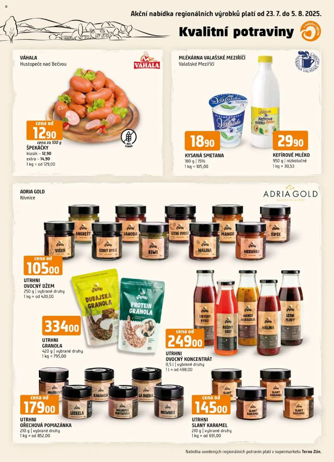 Terno leták od 23.07.2025 | Strana: 1 | Produkty: Granola, Ovoce, Kiwi, Potraviny