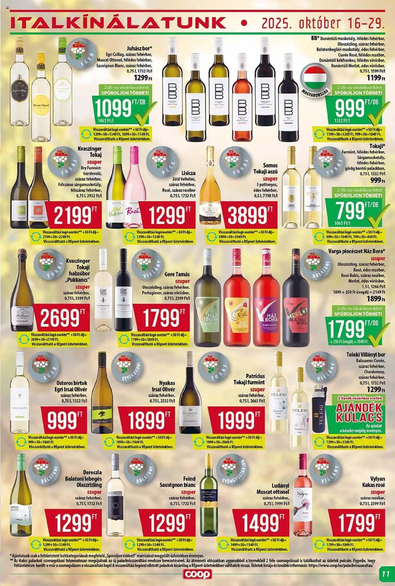 COOP Szolnok akciós ujság - amely érvényes a következő dátumtól: 16.10.2025 | Oldal: 11 | Termékek: Egér, Kulacs, Bor