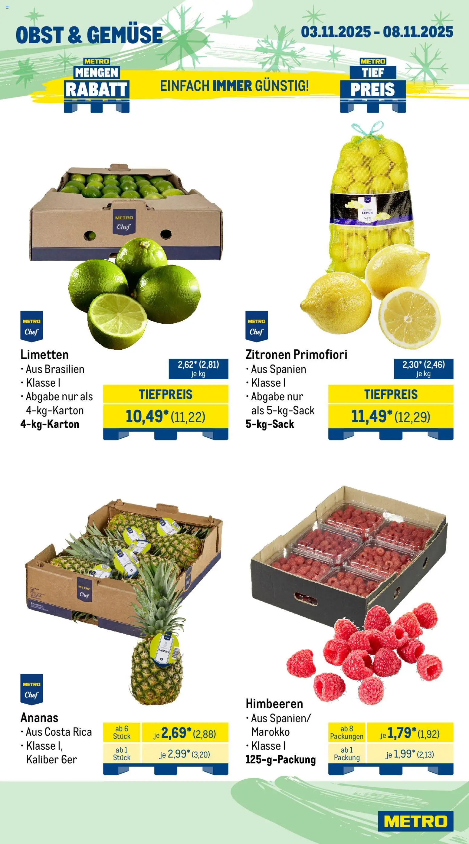 Metro - Black Friday – gültig ab 03.11.2025 | Seite: 8 | Produkte: Himbeeren, Limetten, Obst, Zitronen