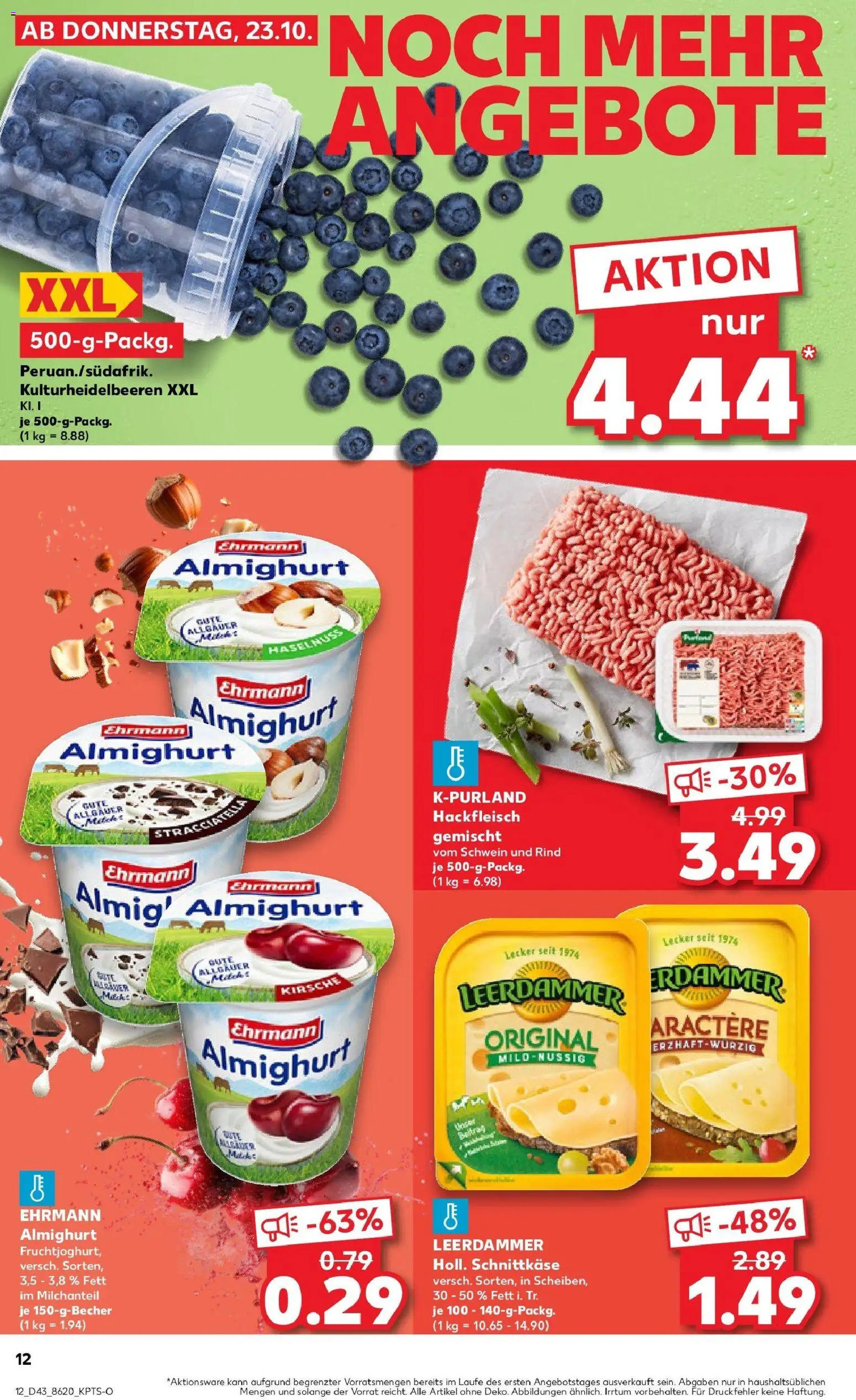 Kaufland prospekt Erftstadt	 – gültig ab 27.10.2025 | Seite: 12 | Produkte: Ehrmann almighurt, Leerdammer, Hackfleisch