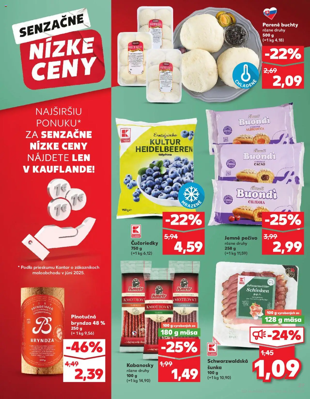 Nové Kaufland akcie – leták je platný od 04.09.2025 | Strana: 27 | Produkty: Šunka, Bryndza, Čučoriedky
