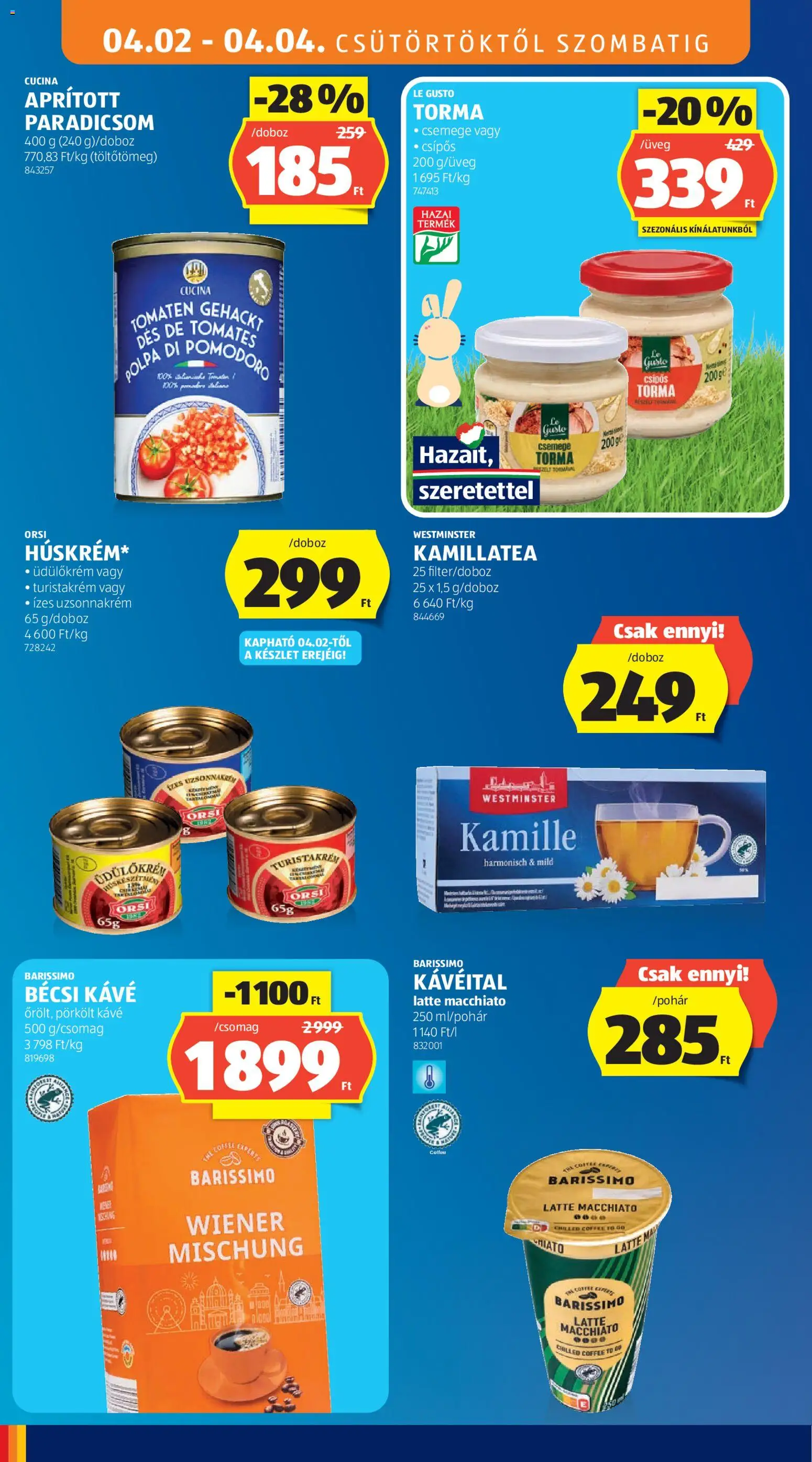 Aldi akciós ujság - amely érvényes a következő dátumtól: 02.04.2026 | Oldal: 18 | Termékek: Torma, Kávé, Paradicsom, Tea