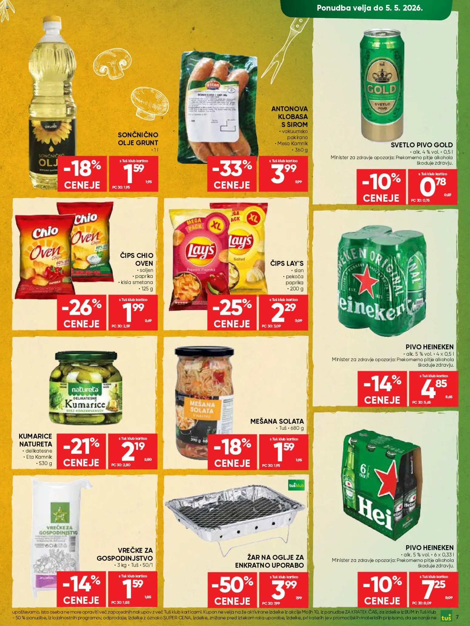 Novi Tuš katalog ponudbe – veljaven od 22.04.2026 | Stran: 7 | Izdelki: Falafel, Zar, Cips, Kumarice