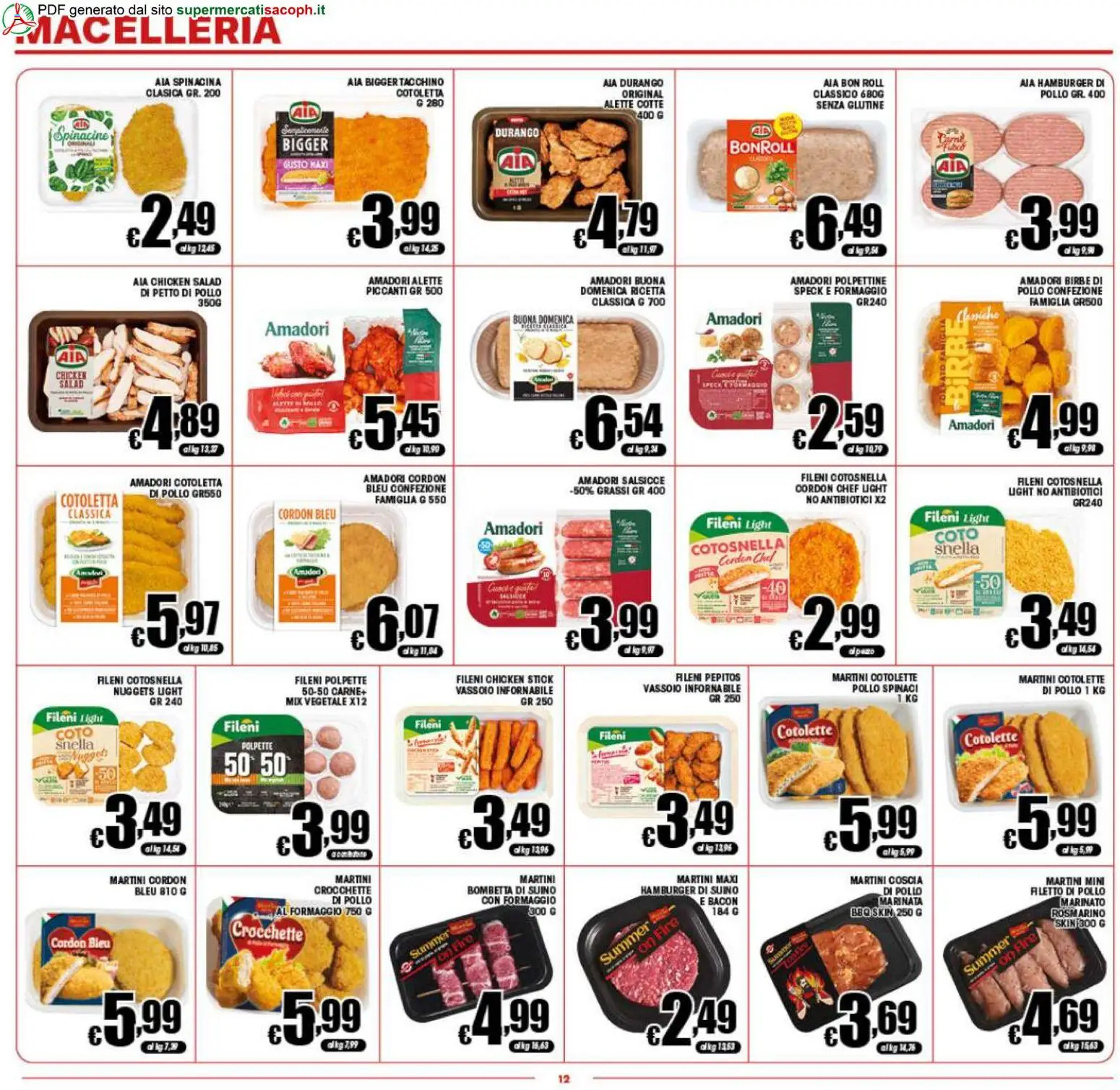 Volantino Sacoph del 29.04.2026 | Pagina: 12 | Prodotti: Suino, Tacchino, Formaggio, Crocchette