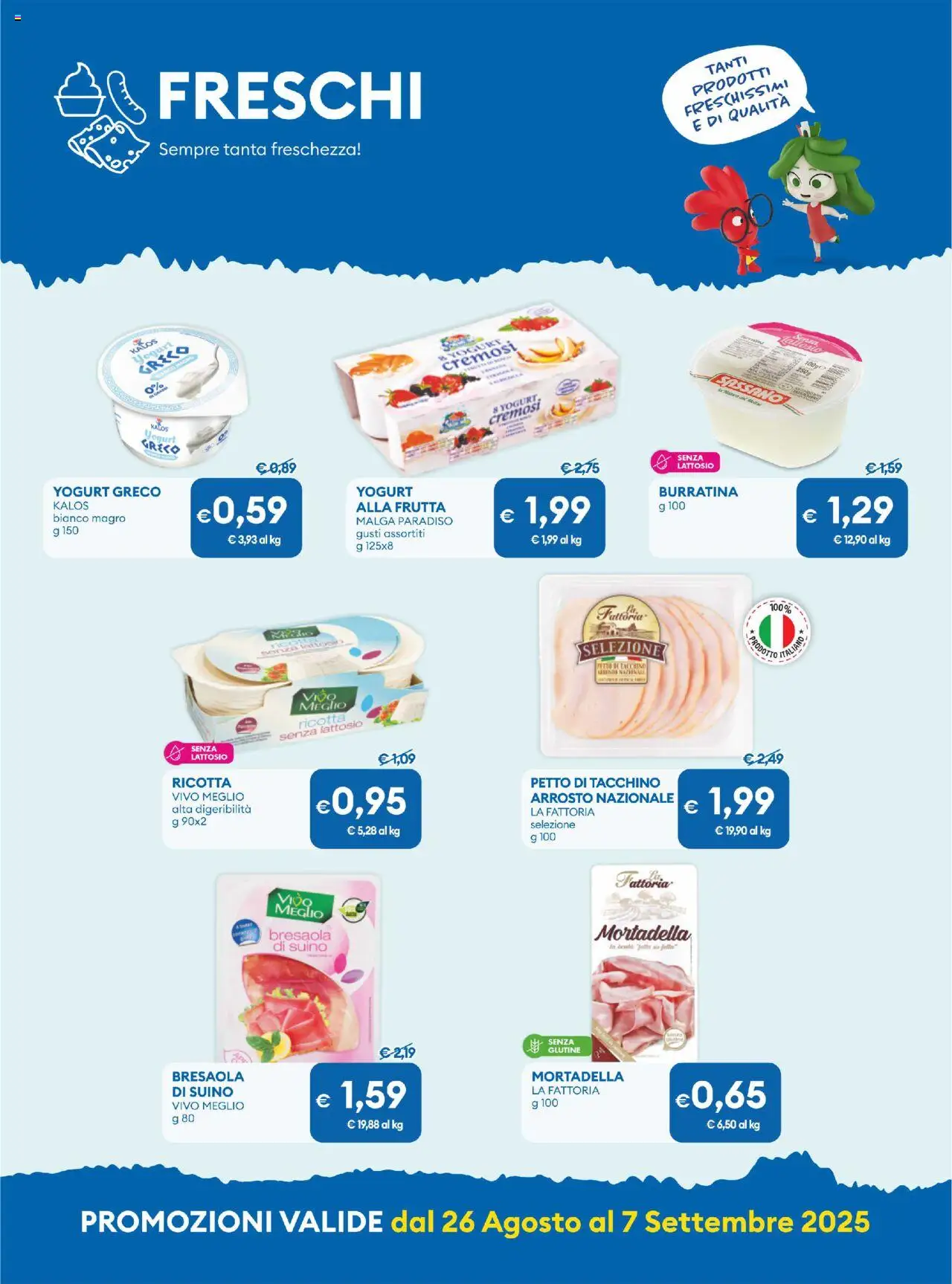 Volantino MD Discount del 26.08.2025 | Pagina: 14 | Prodotti: Arrosto, Yogurt, Frutta, Ricotta