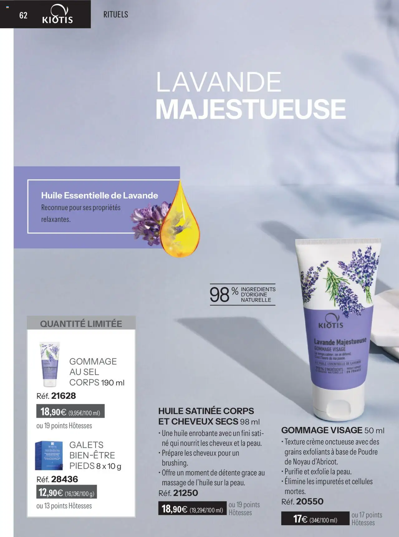 {H1} | Page: 62 | Produits: Lavande, Base, Gommage, Huile