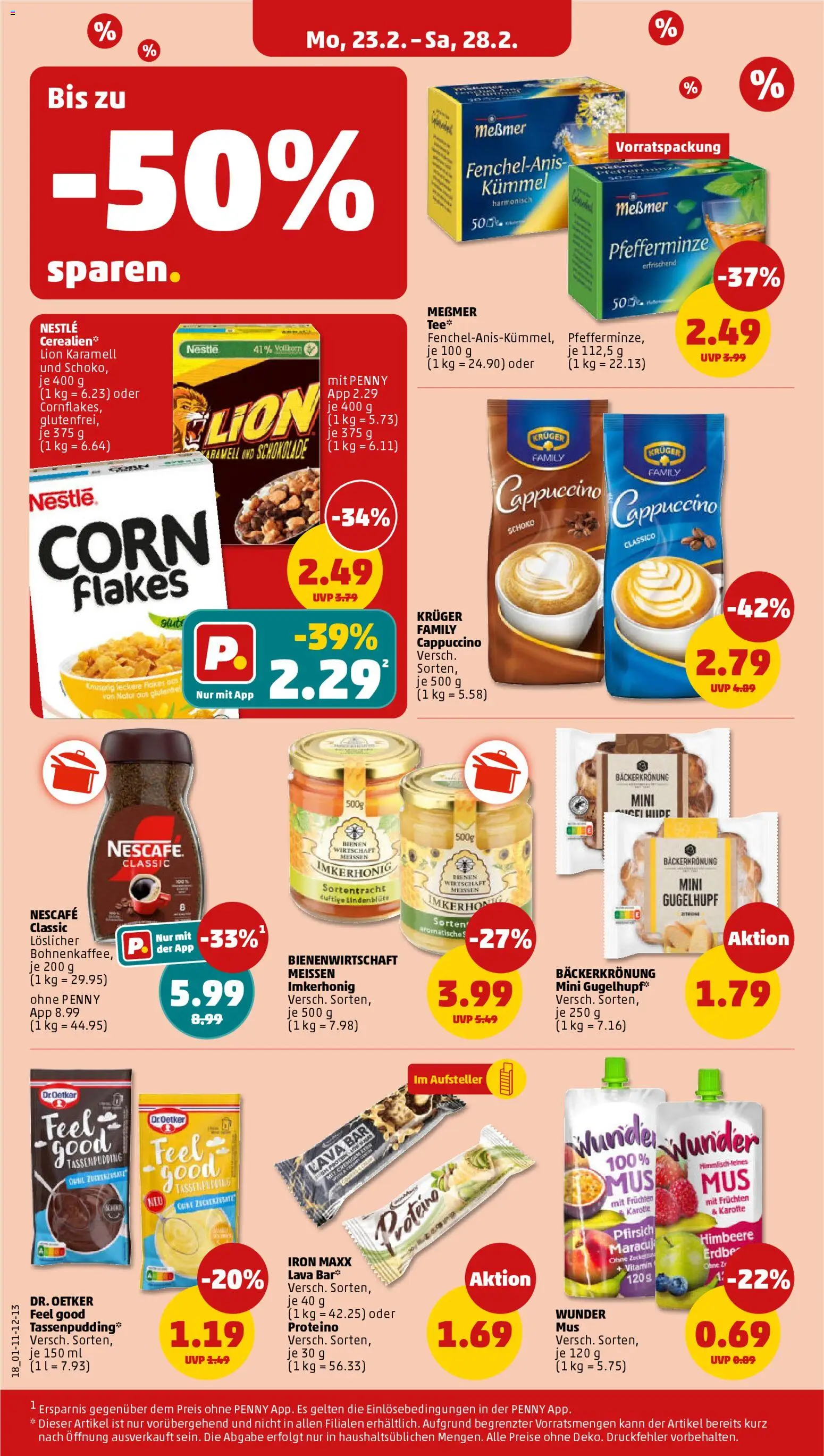 Penny Prospekt 	 – gültig ab 23.02.2026 | Seite: 22 | Produkte: Schokolade, Messmer, Nescafe classic, Kruger cappuccino