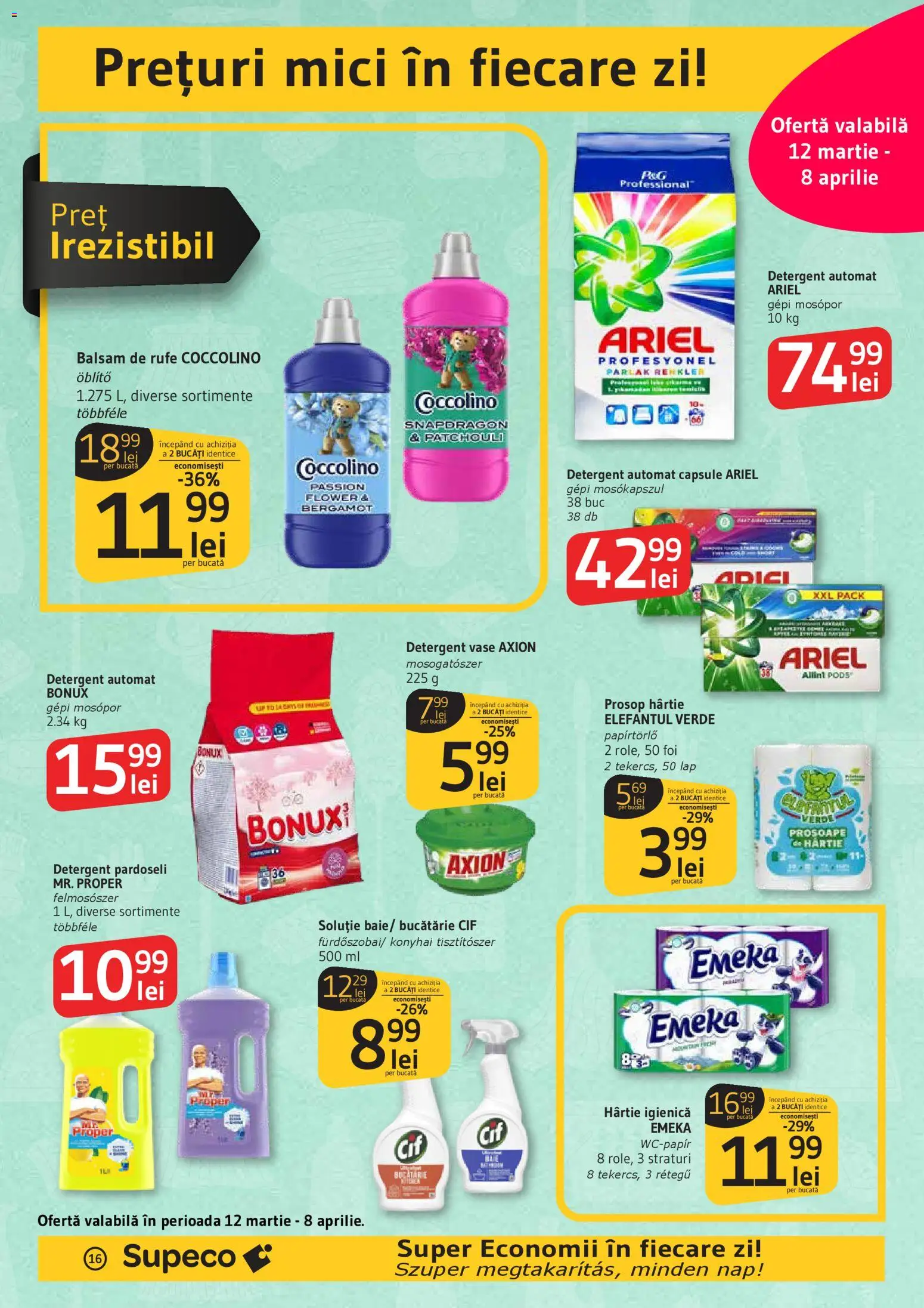 Noul catalog Supeco – valabil de la 12.03.2026 | Pagină: 16 | Produse: Mici, Balsam, Detergent, Balsam de rufe