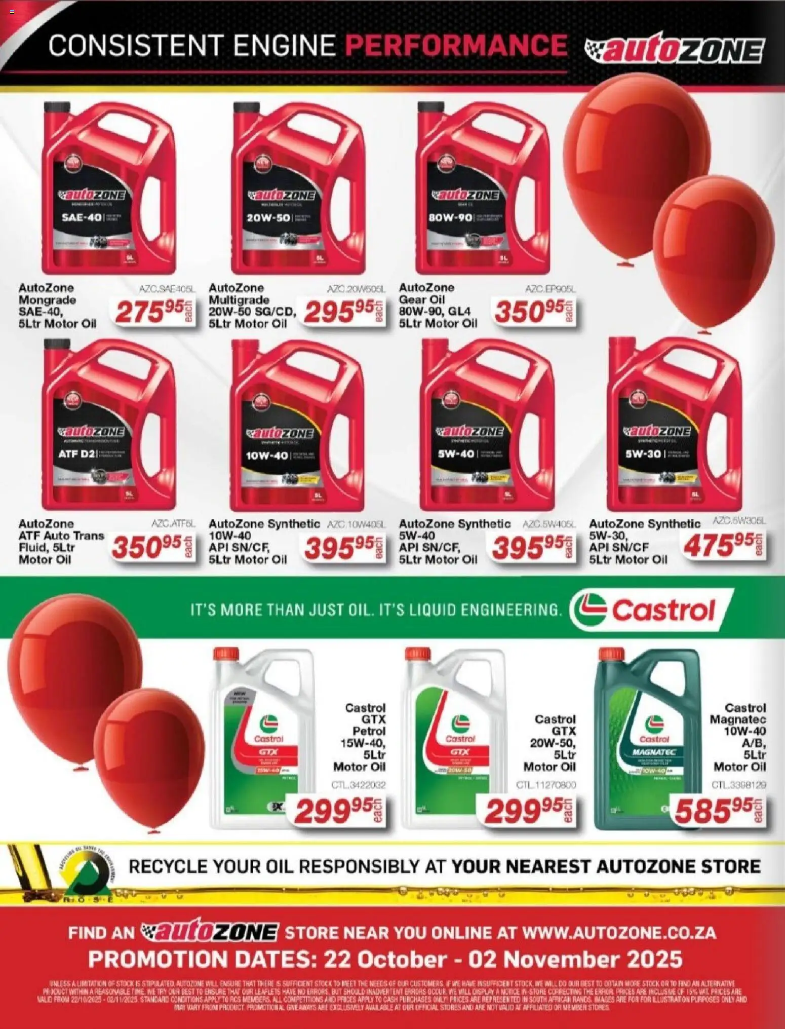 New AutoZone catalogue – valid from 22.10.2025 | Page: 21 | Products: Dates, Oil, Stock