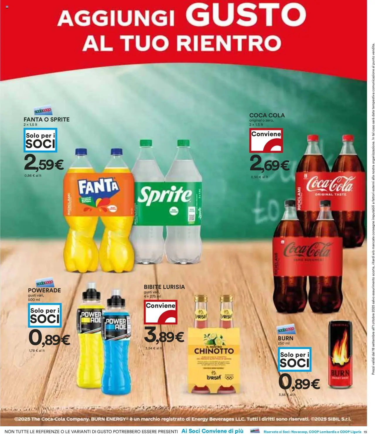 Volantino COOP del 18.09.2025 | Pagina: 19 | Prodotti: Chinotto, The, Bibite, Coca Cola