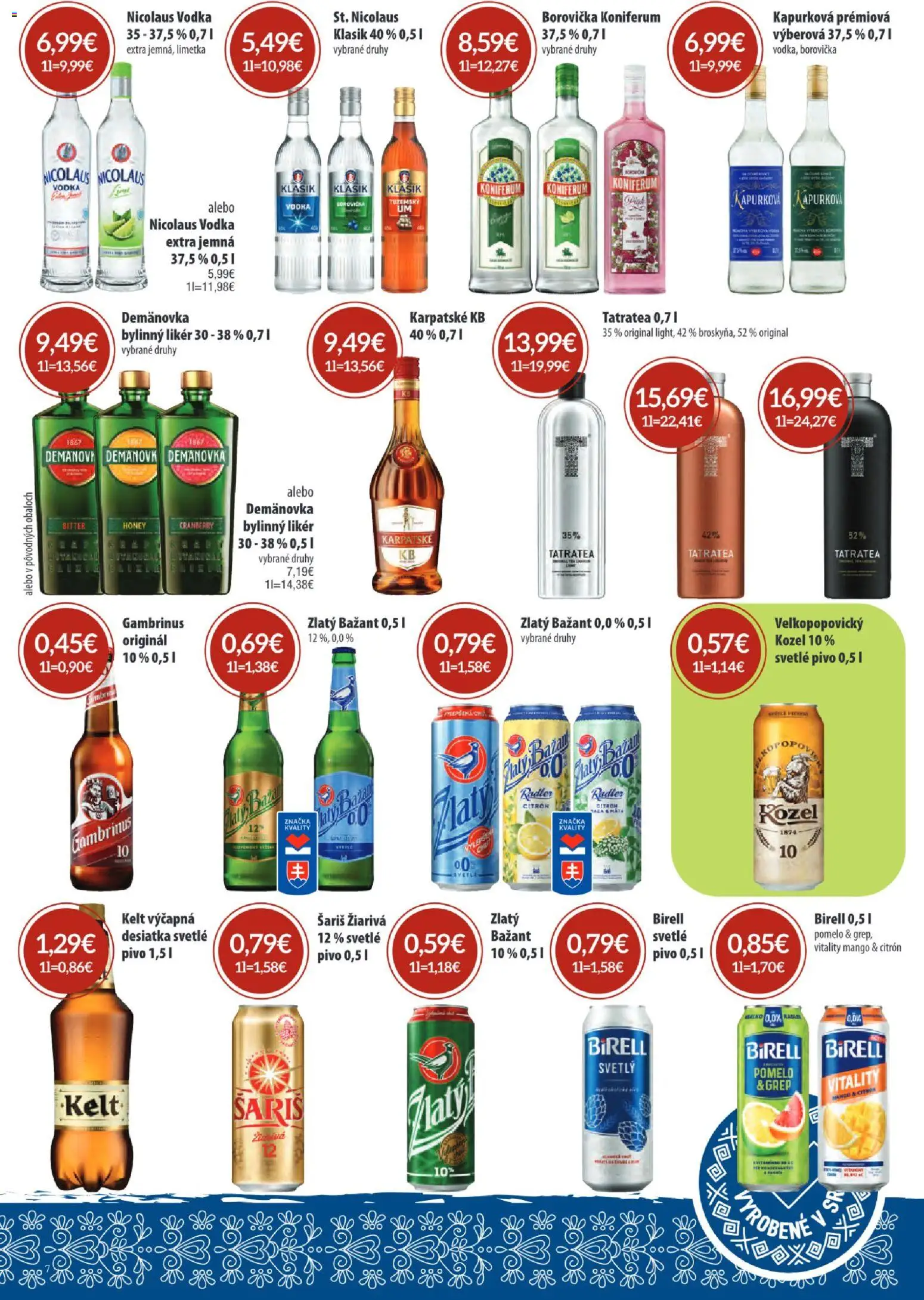 Nové Sintra akcie – leták je platný od 05.03.2026 | Strana: 7 | Produkty: Birell, Vodka, Grep, Gambrinus