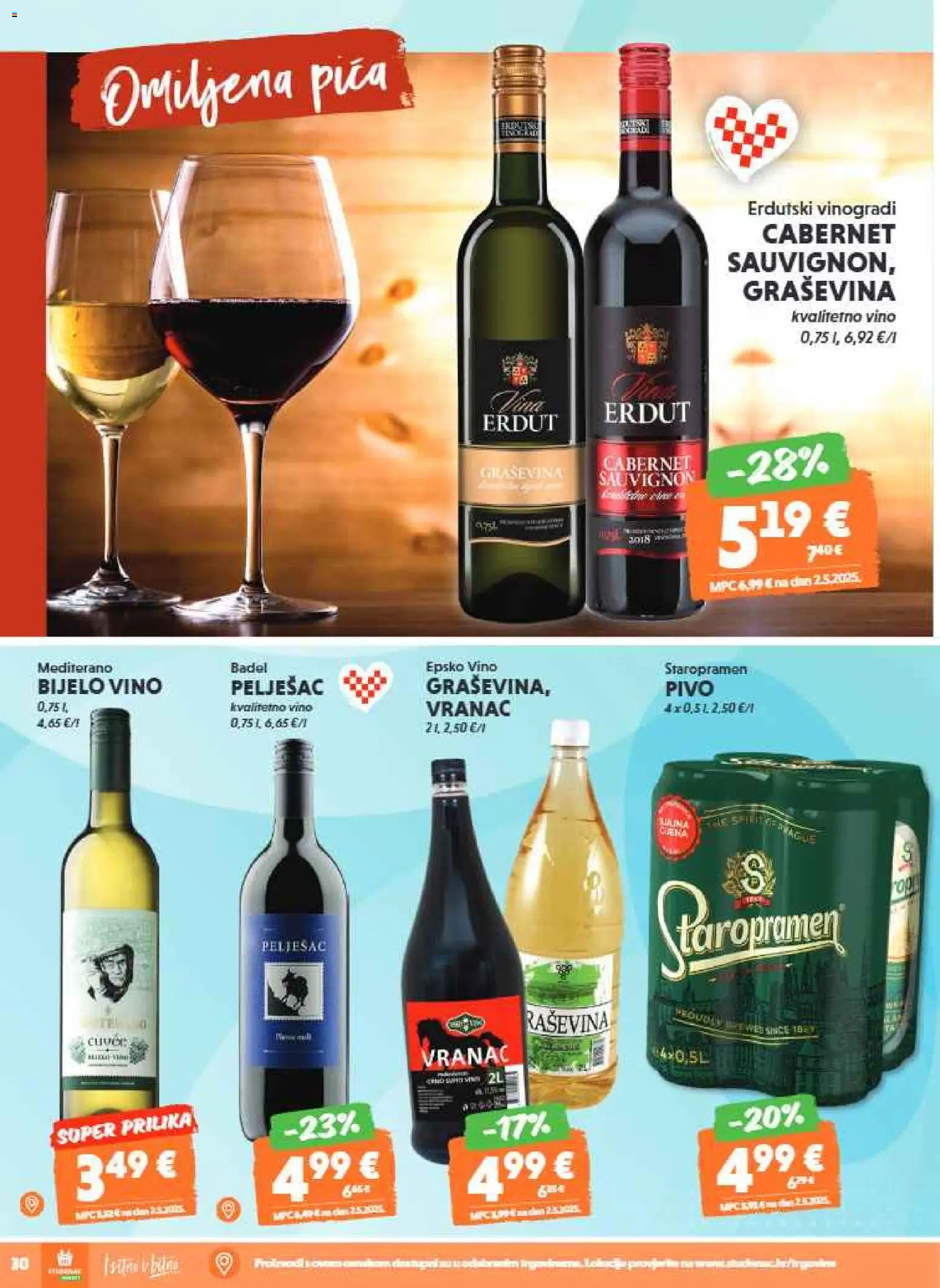 Studenac katalog | vrijedi od 29.10.2025 | Stranica: 30 | Proizvodi: Bijelo vino, Staropramen, Vino, Pivo