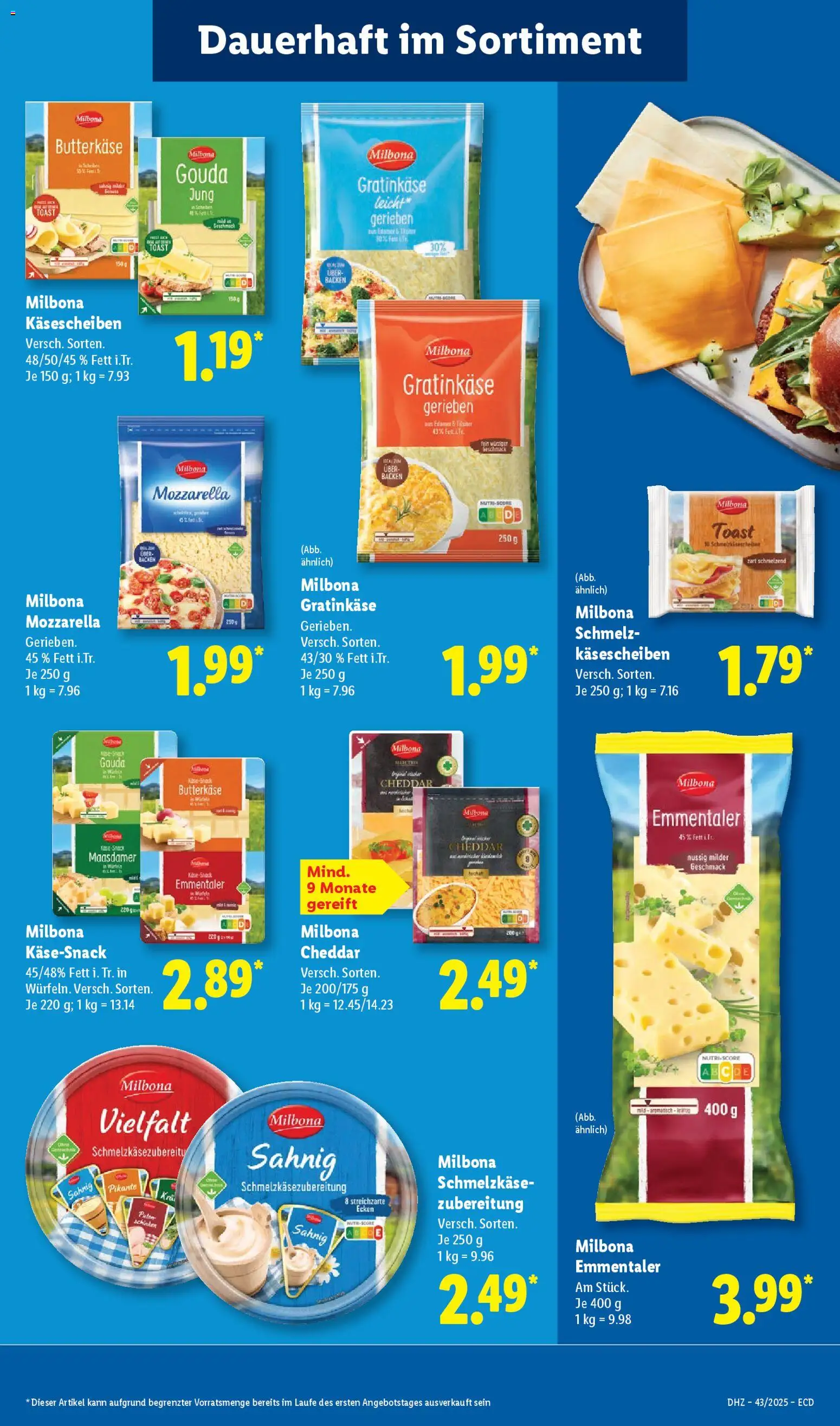 Lidl - Prospekt – gültig ab 20.10.2025 | Seite: 15 | Produkte: Toast, Mozzarella, Gouda, Schinken