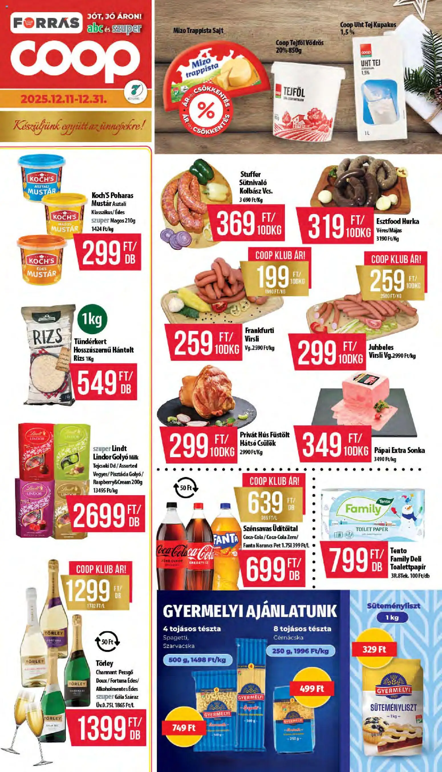 COOP akciós ujság - amely érvényes a következő dátumtól: 11.12.2025 | Oldal: 1 | Termékek: Fanta, Pisztácia, Pezsgő, Sonka
