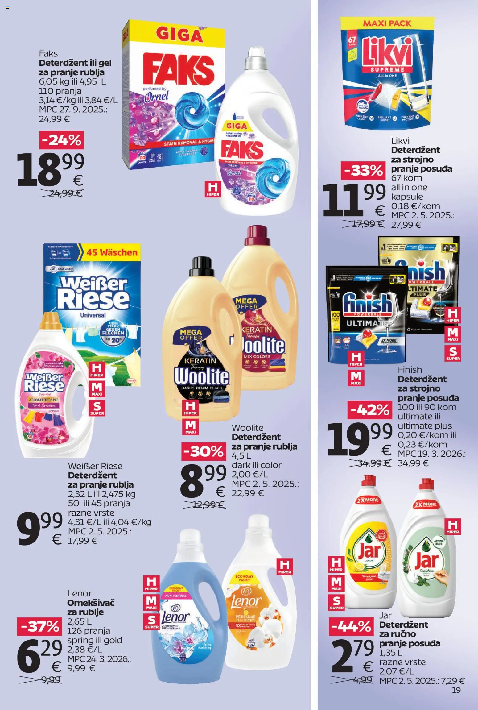 Tommy katalog | vrijedi od 13.04.2026 | Stranica: 19 | Proizvodi: Deterdžent, Finish, Lenor, Weisser Riese
