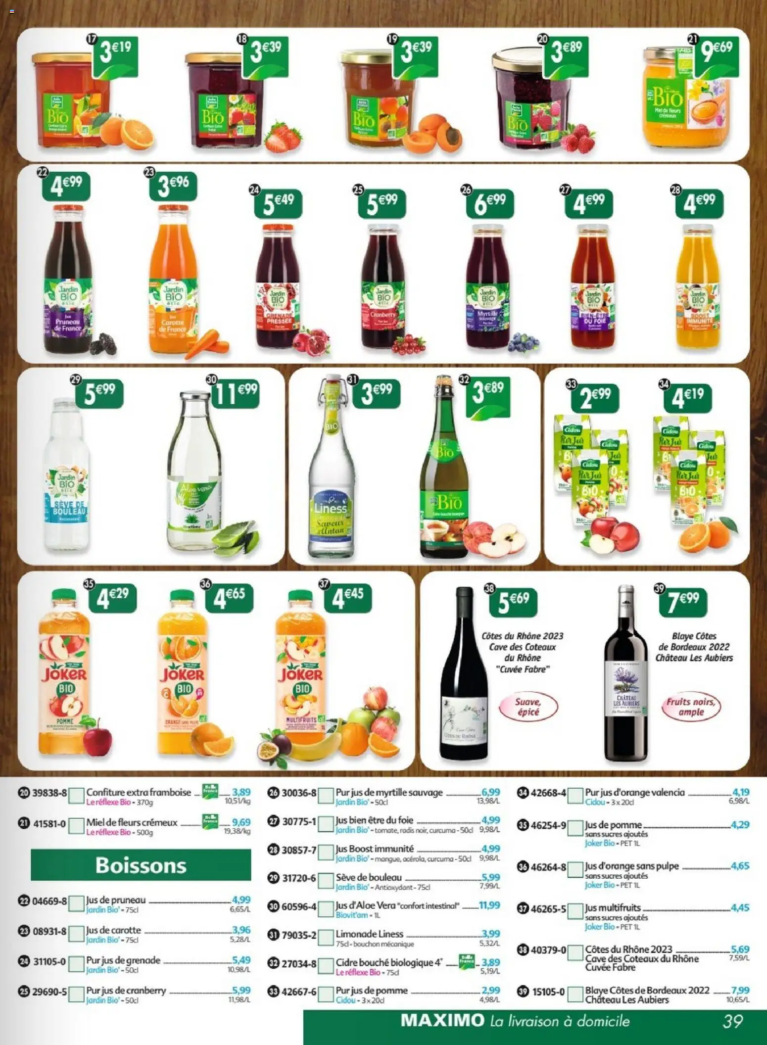 {H1} | Page: 39 | Produits: Pomme, Cidre, Jus de pomme, Carotte