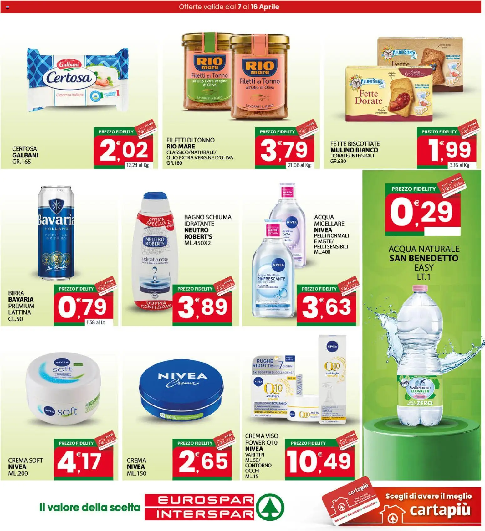 Volantino Interspar del 07.04.2026 | Pagina: 19 | Prodotti: Birra, Crema viso, Tonno, Fette biscottate