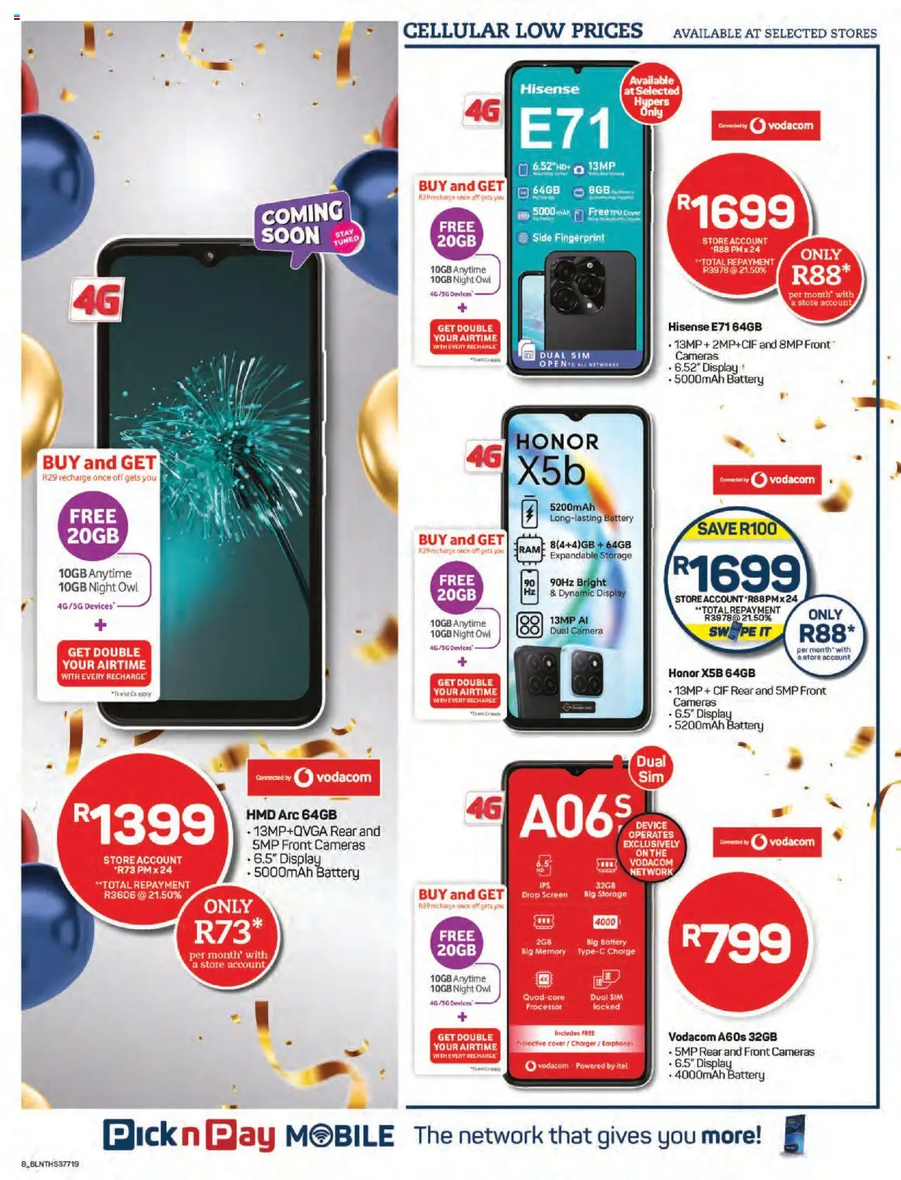 Pick n Pay - Cellular Specials │ valid from 23.06.2025 | Page: 8 | Products: Sim, Cover, Earphones, Camera