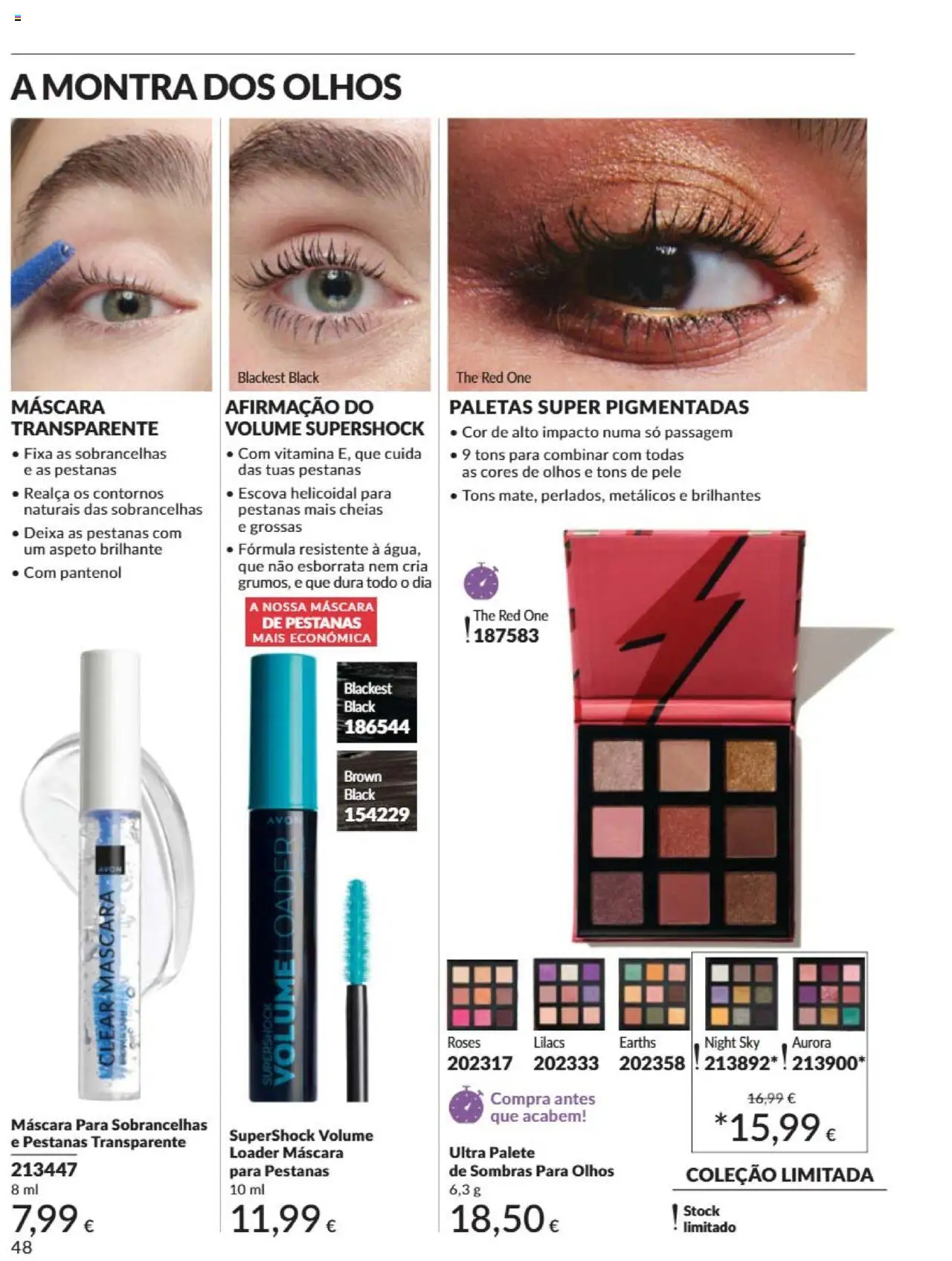 Catálogo Avon Campanha 6 │ válido de 01.06.2025 | Página: 48 | Produtos: Máscara de pestanas, Sombras