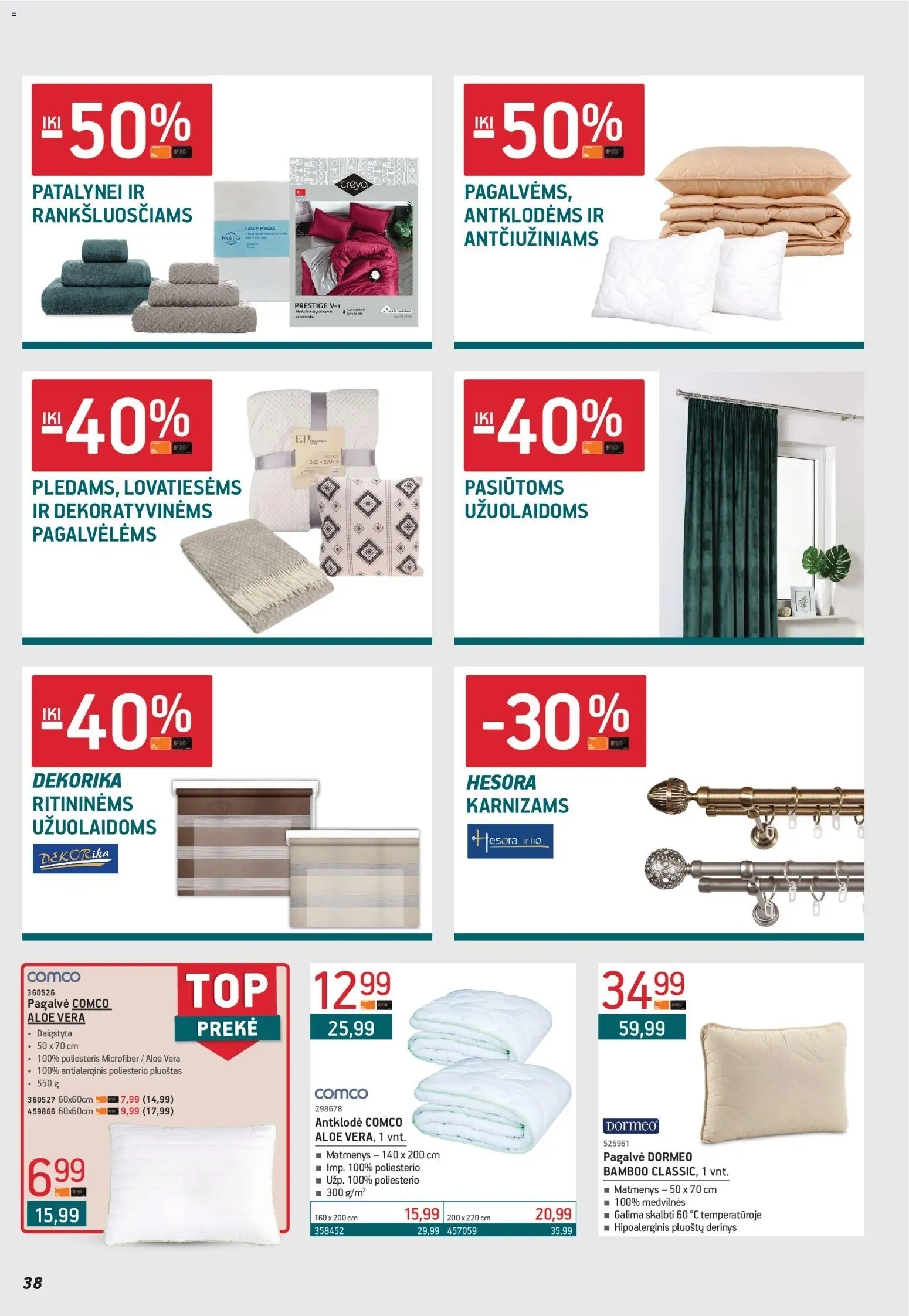 ERMITAŽAS akcijos nuo 04.05.2026 | Puslapis: 38 | Prekių: Pagalvė, Antklodė